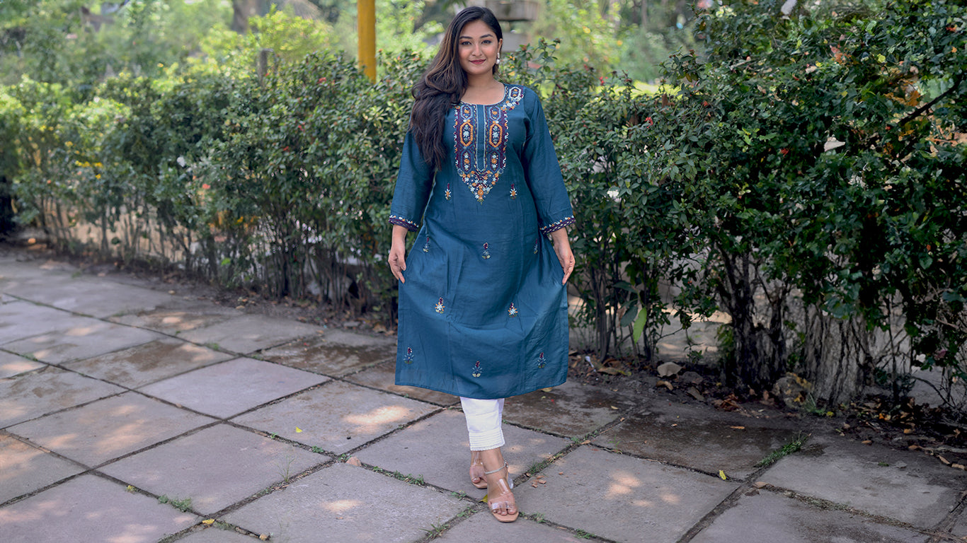 Ethnic Cotton Kurti with Hand Embroidery: Perfect for Summer