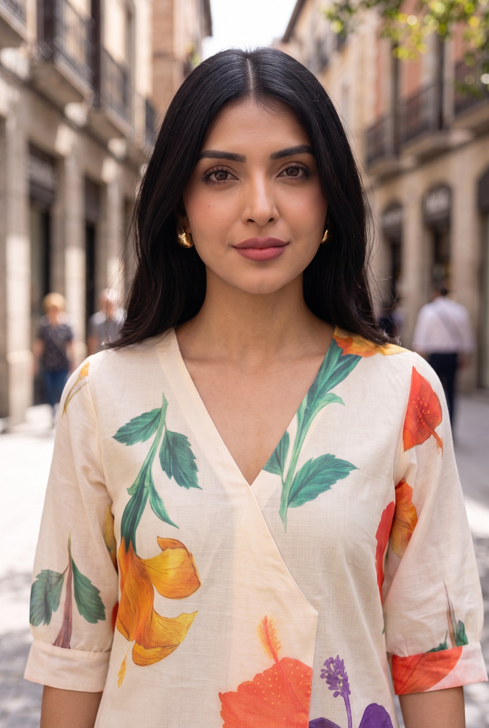 Floral Print Chanderi Silk Kurta