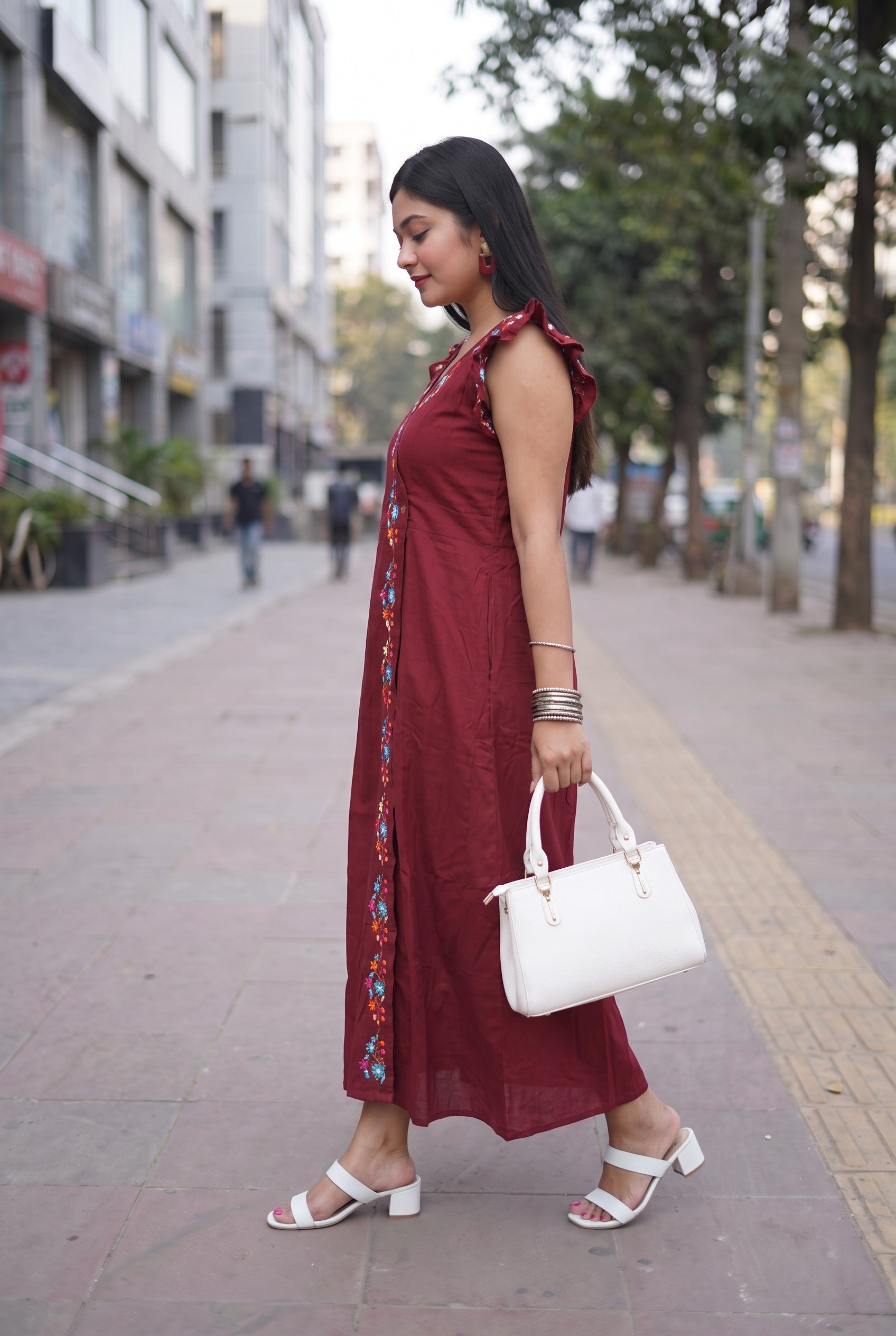 Maroon Hand Embroidery Dress