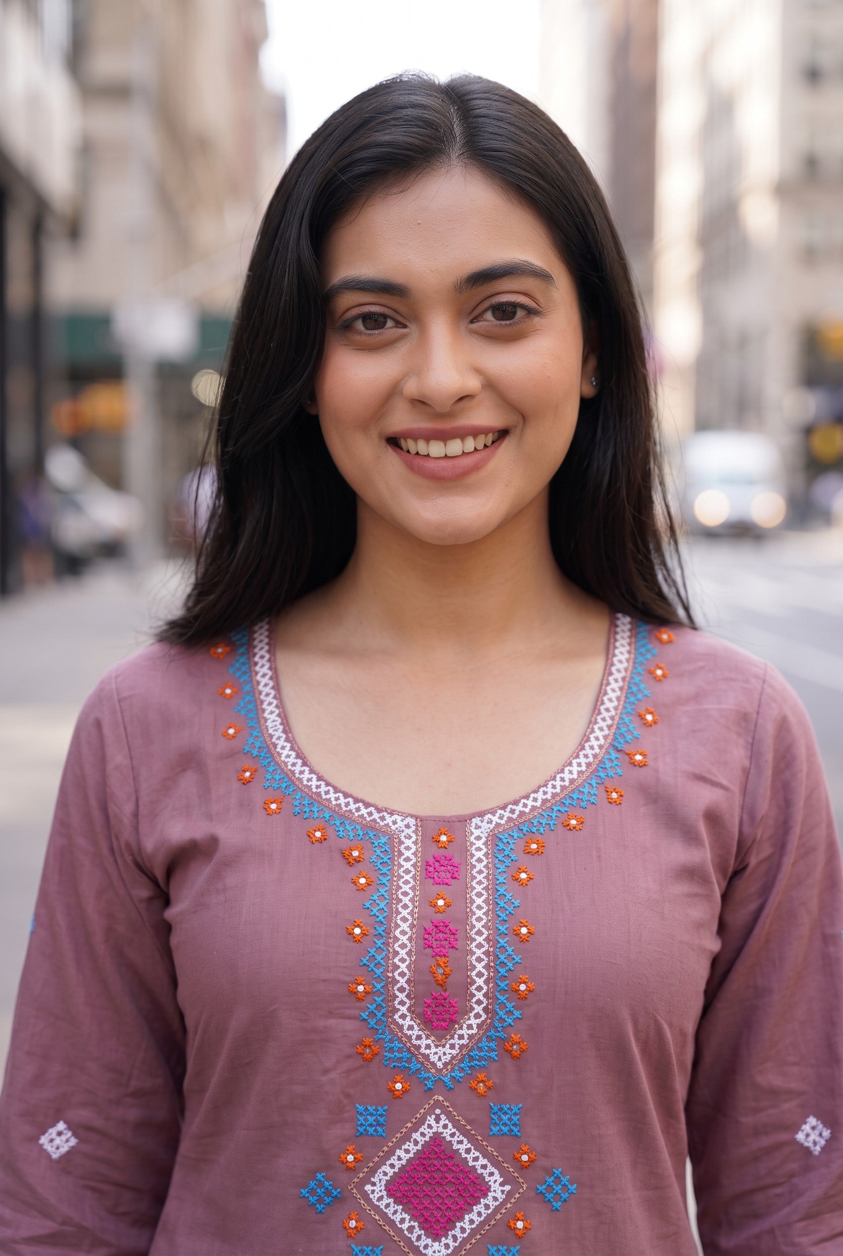 Onion Pink Kutch Hand Emroidered Cotton Co-ord Sets