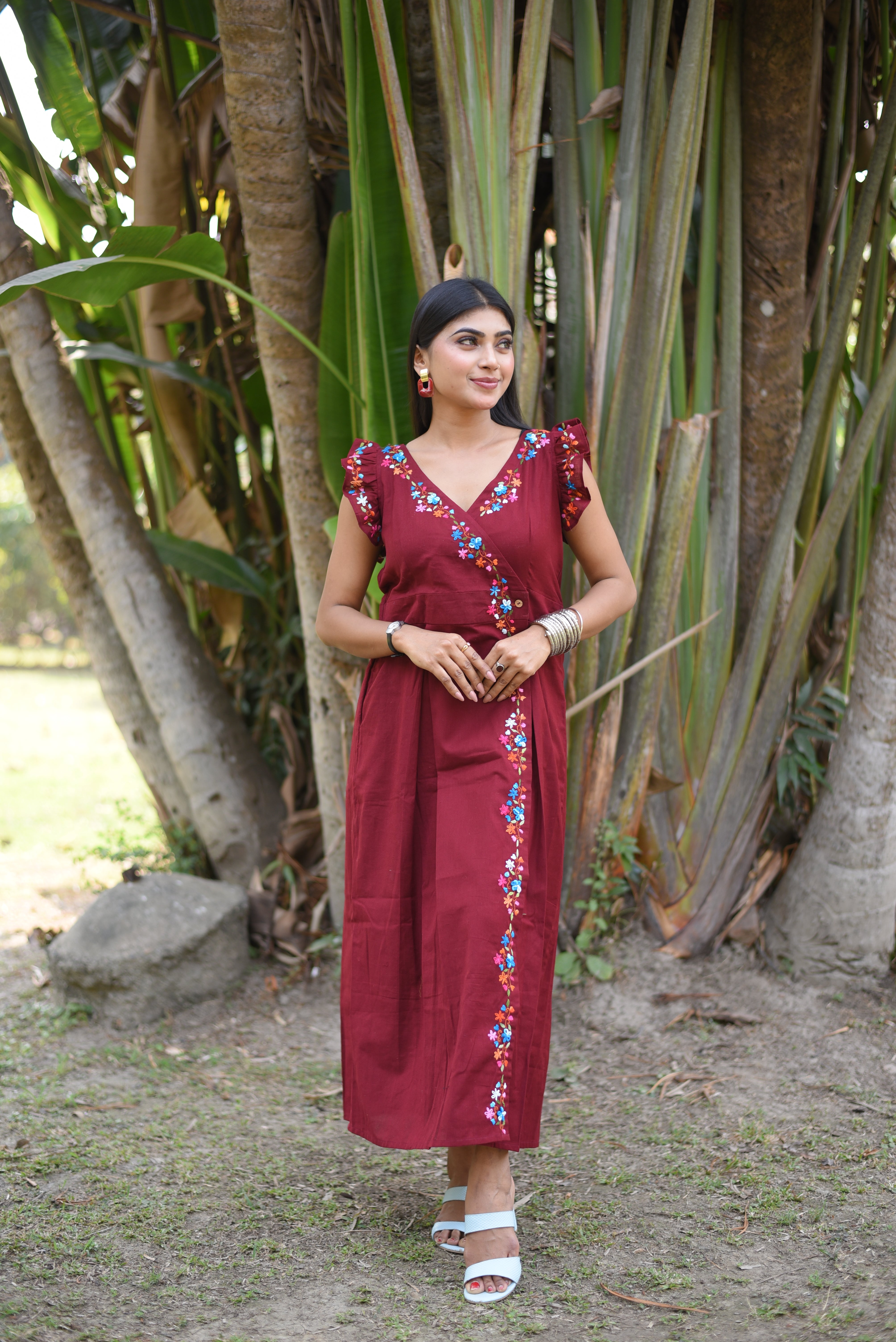 Maroon Hand Embroidery Dress