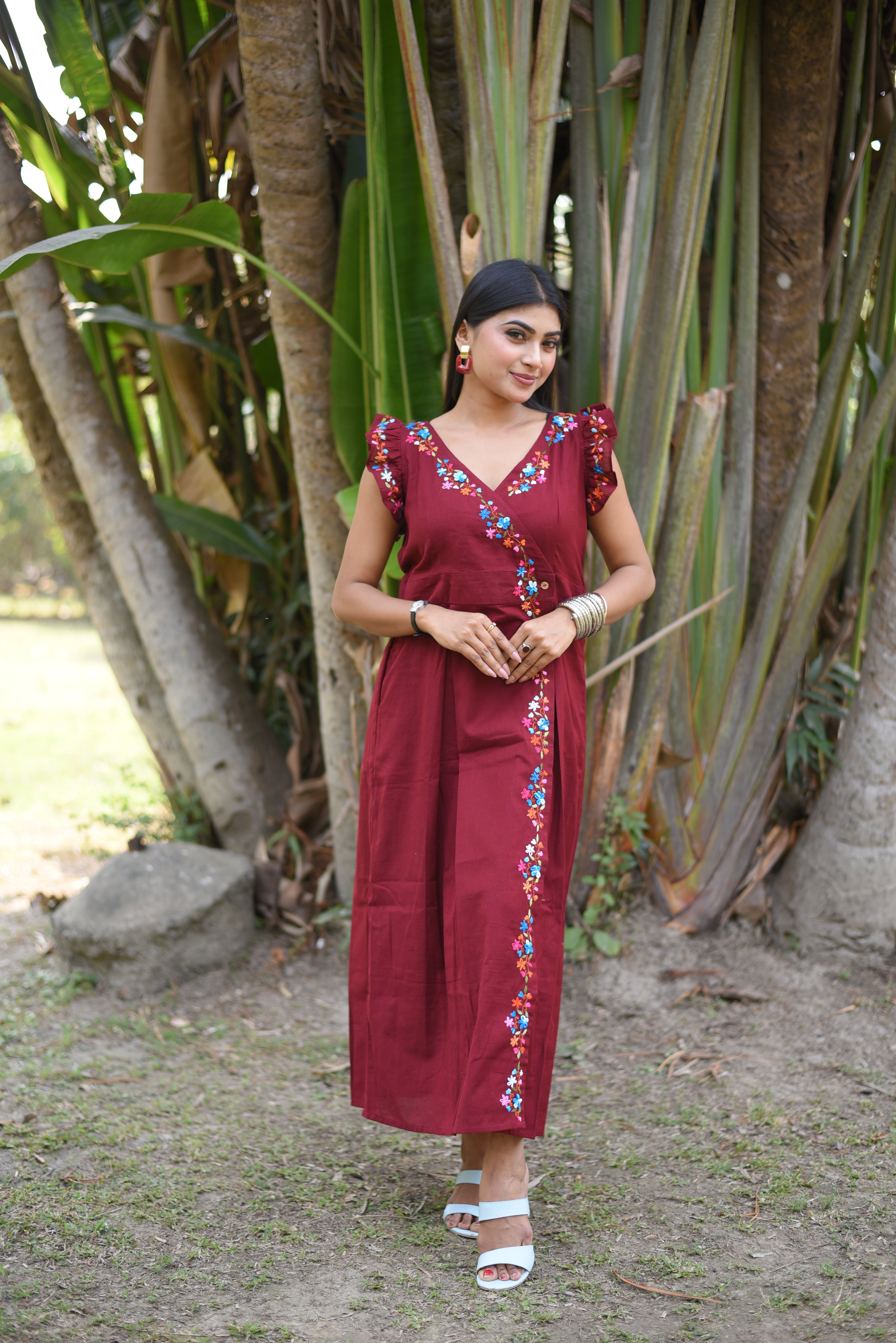 Maroon Hand Embroidery Dress