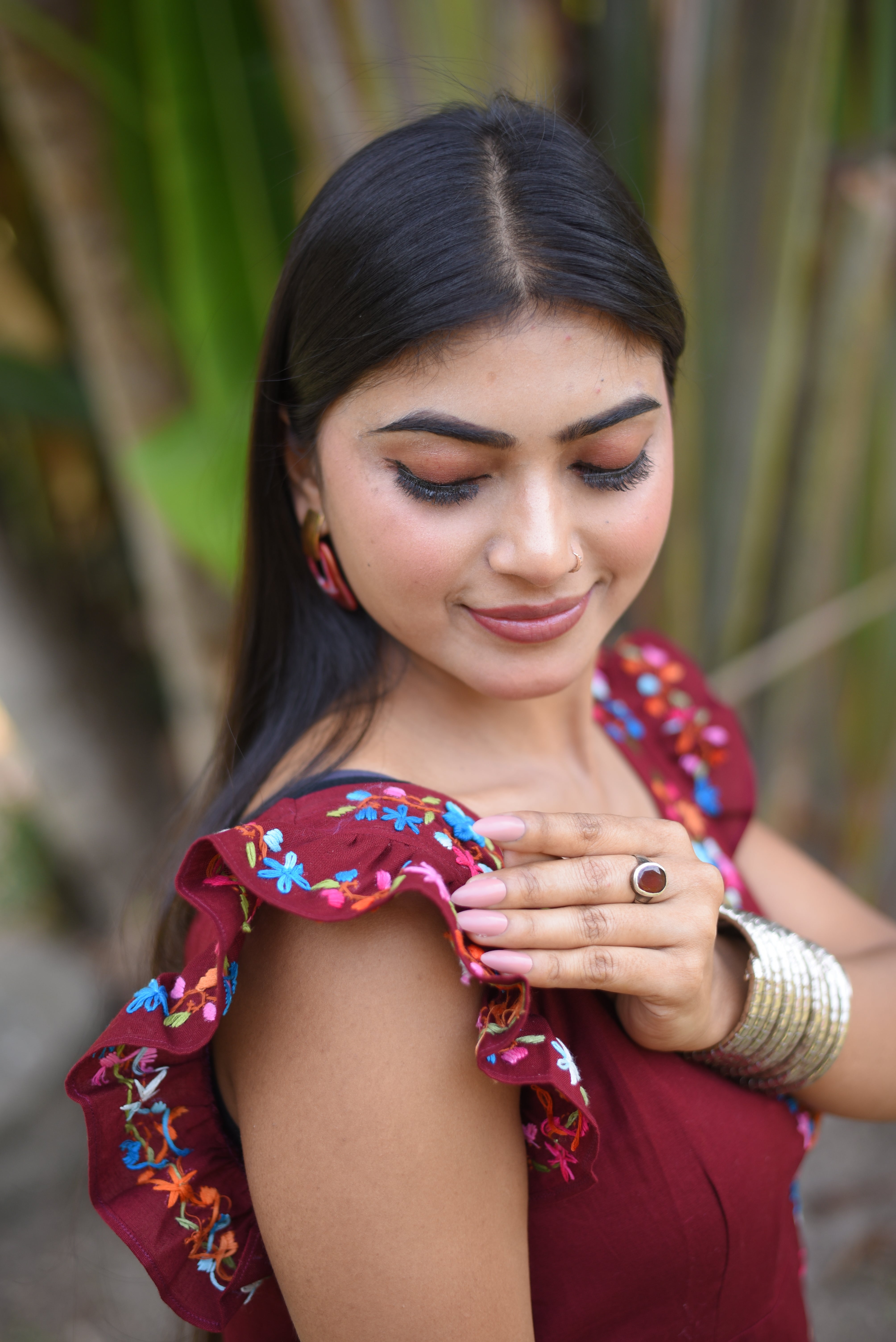 Maroon Hand Embroidery Dress