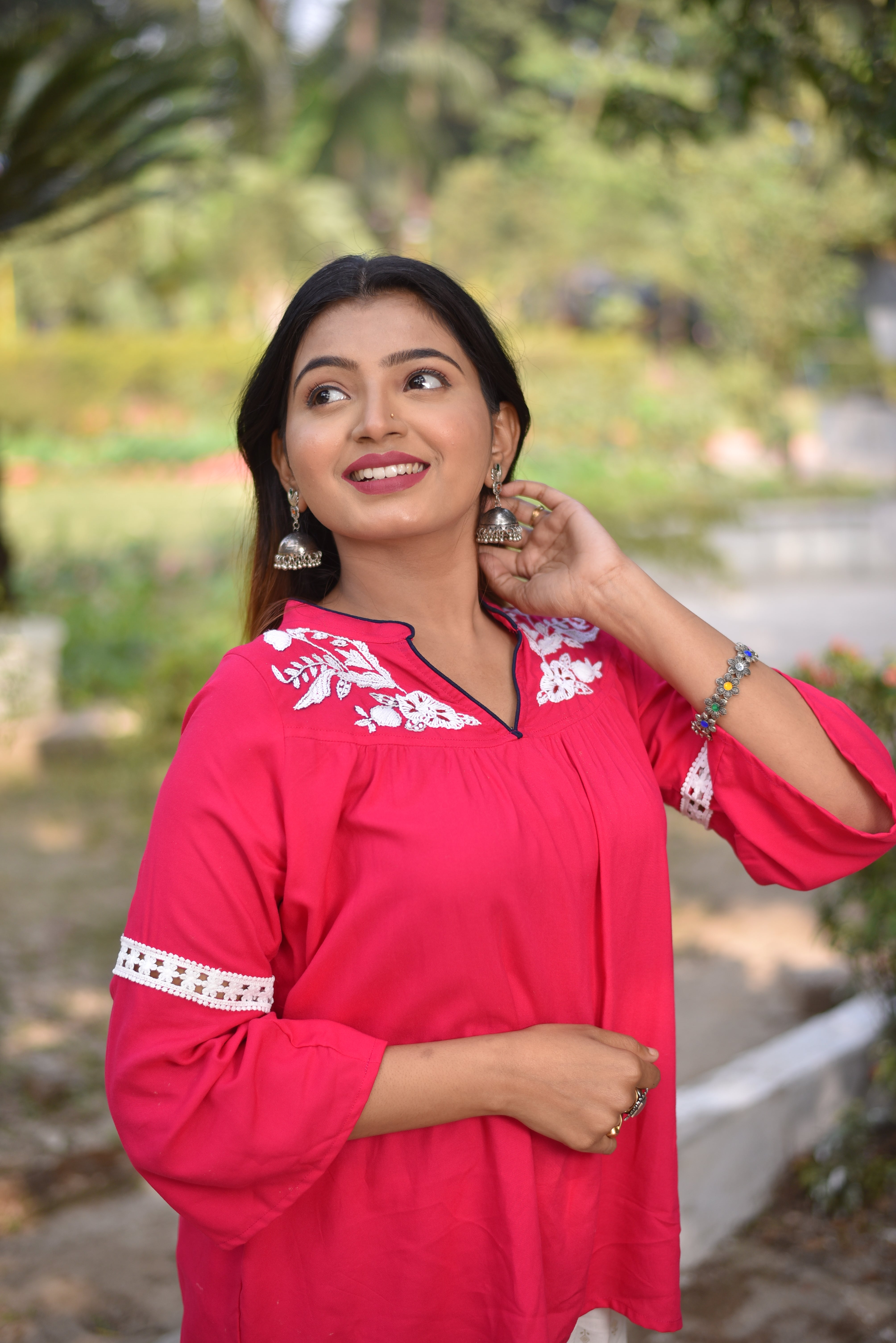 Rani Pink Hand Embroidered Tunics