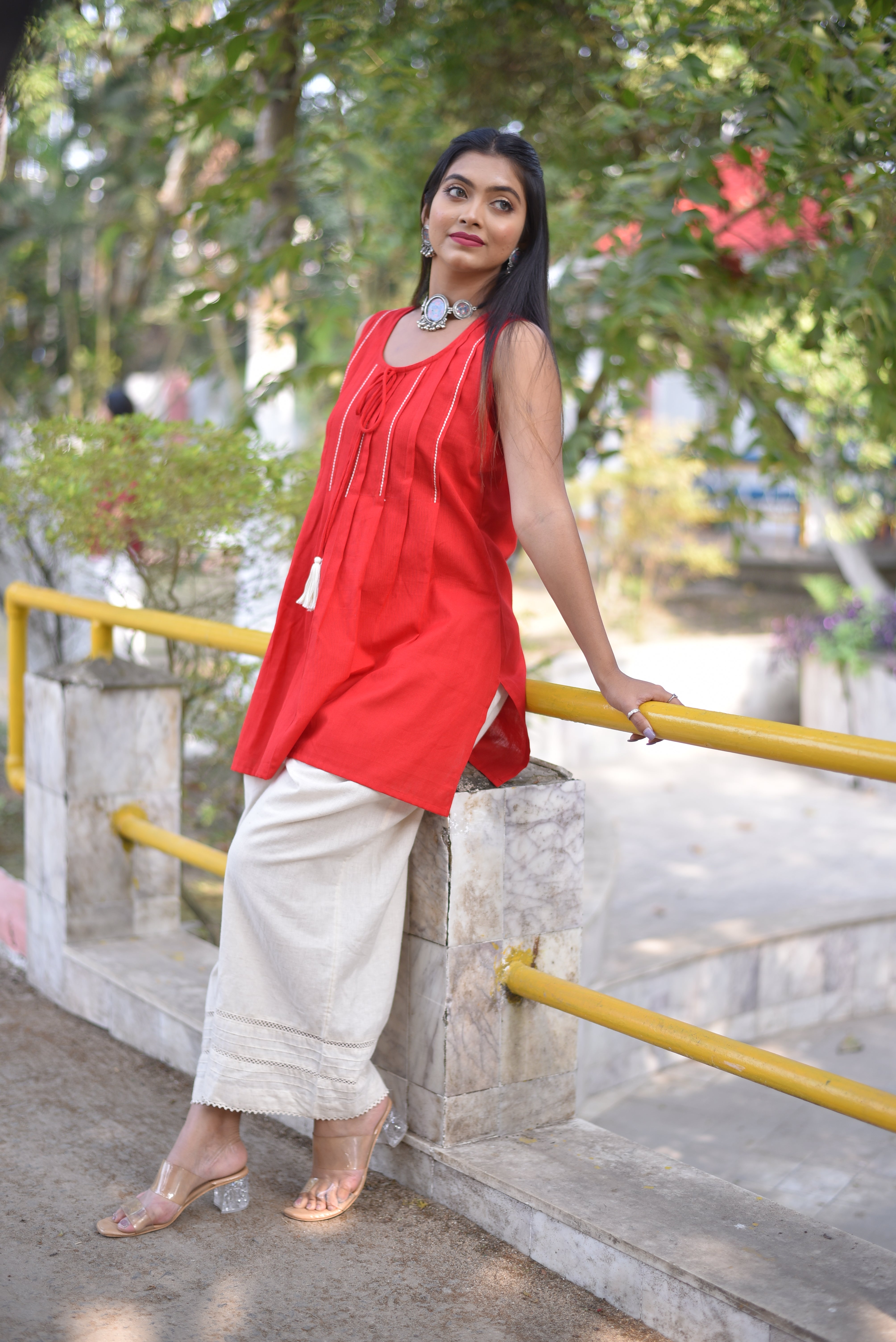 Red Hand Crafted Cotton Tunics