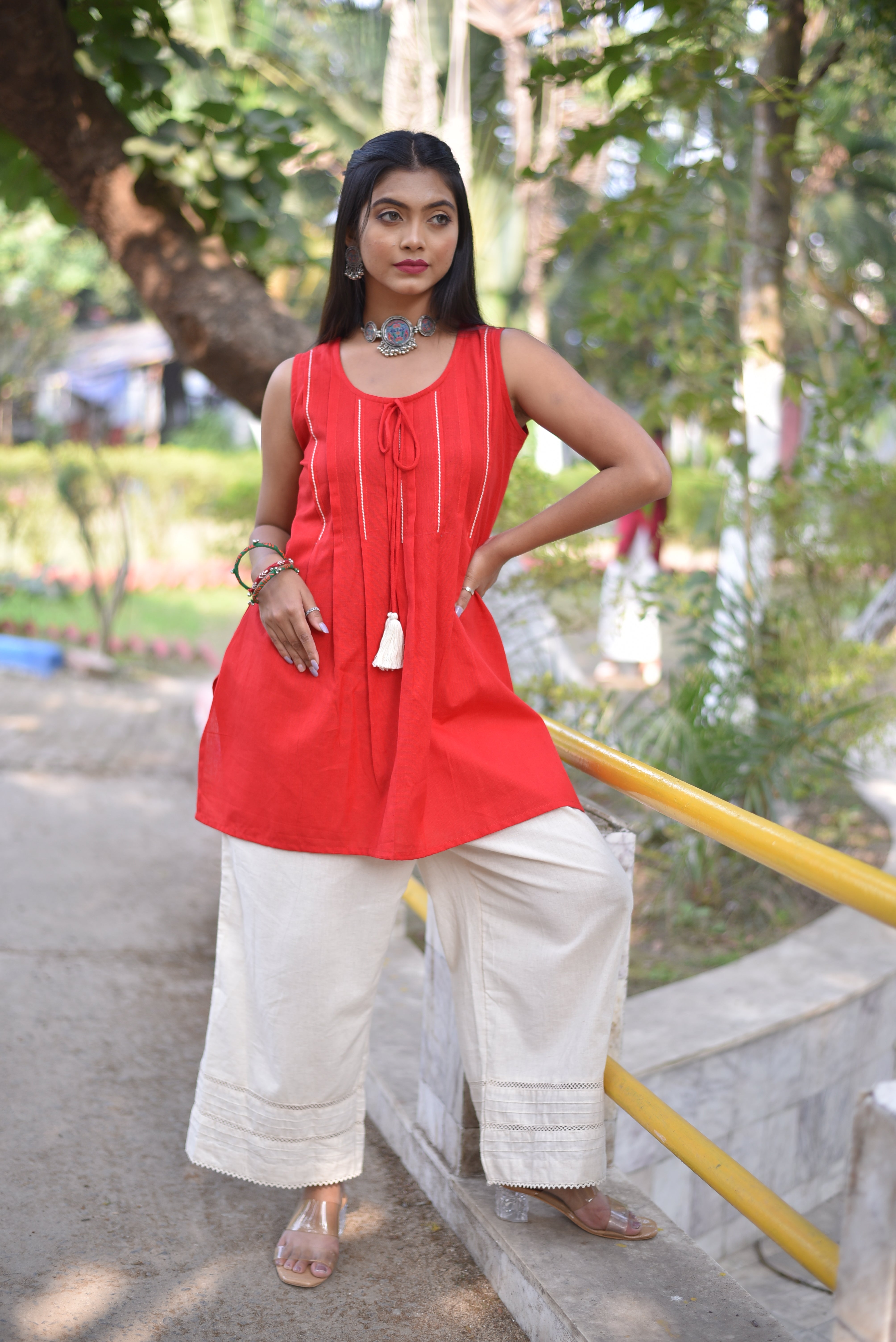 Red Hand Crafted Cotton Tunics