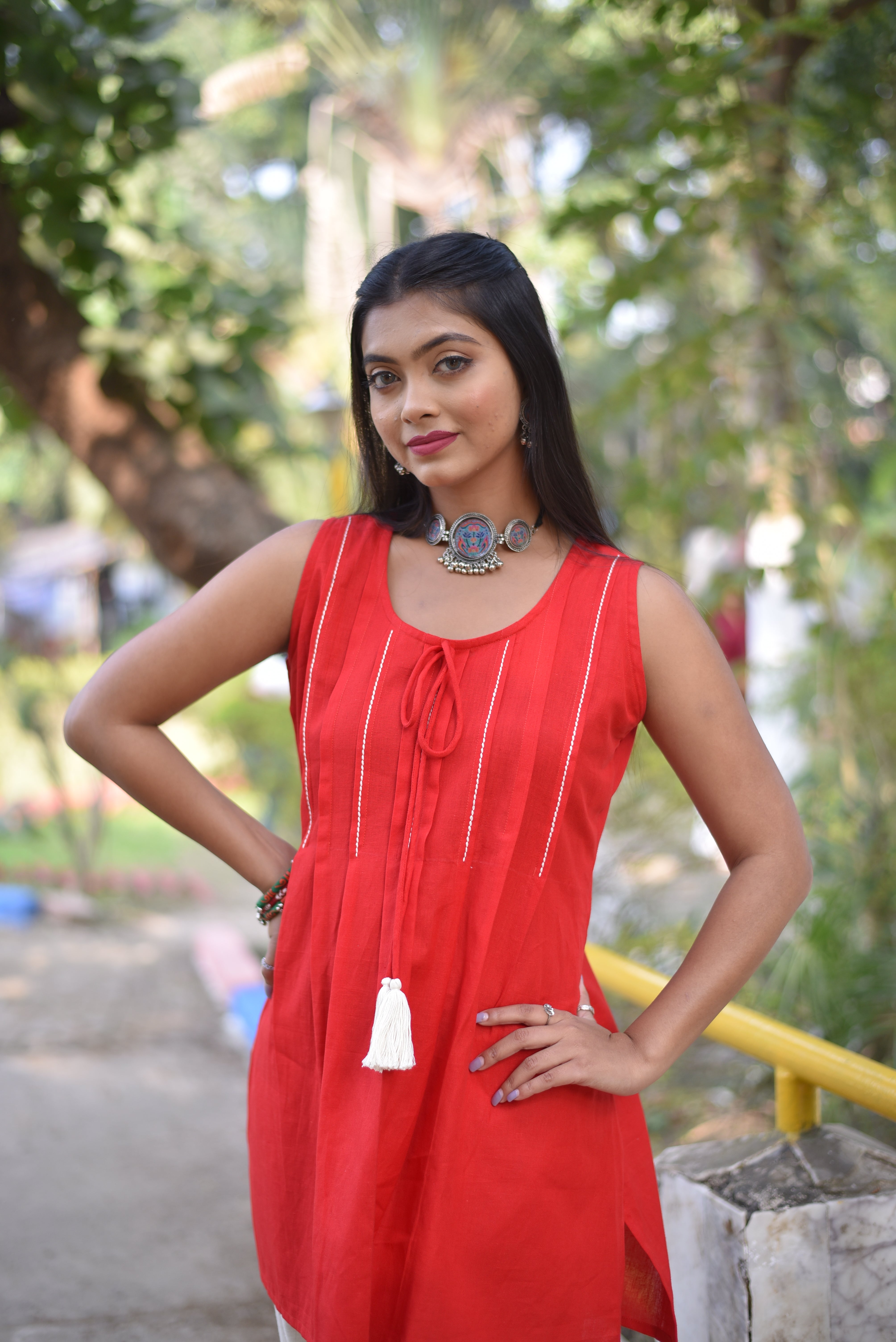 Red Hand Crafted Cotton Tunics