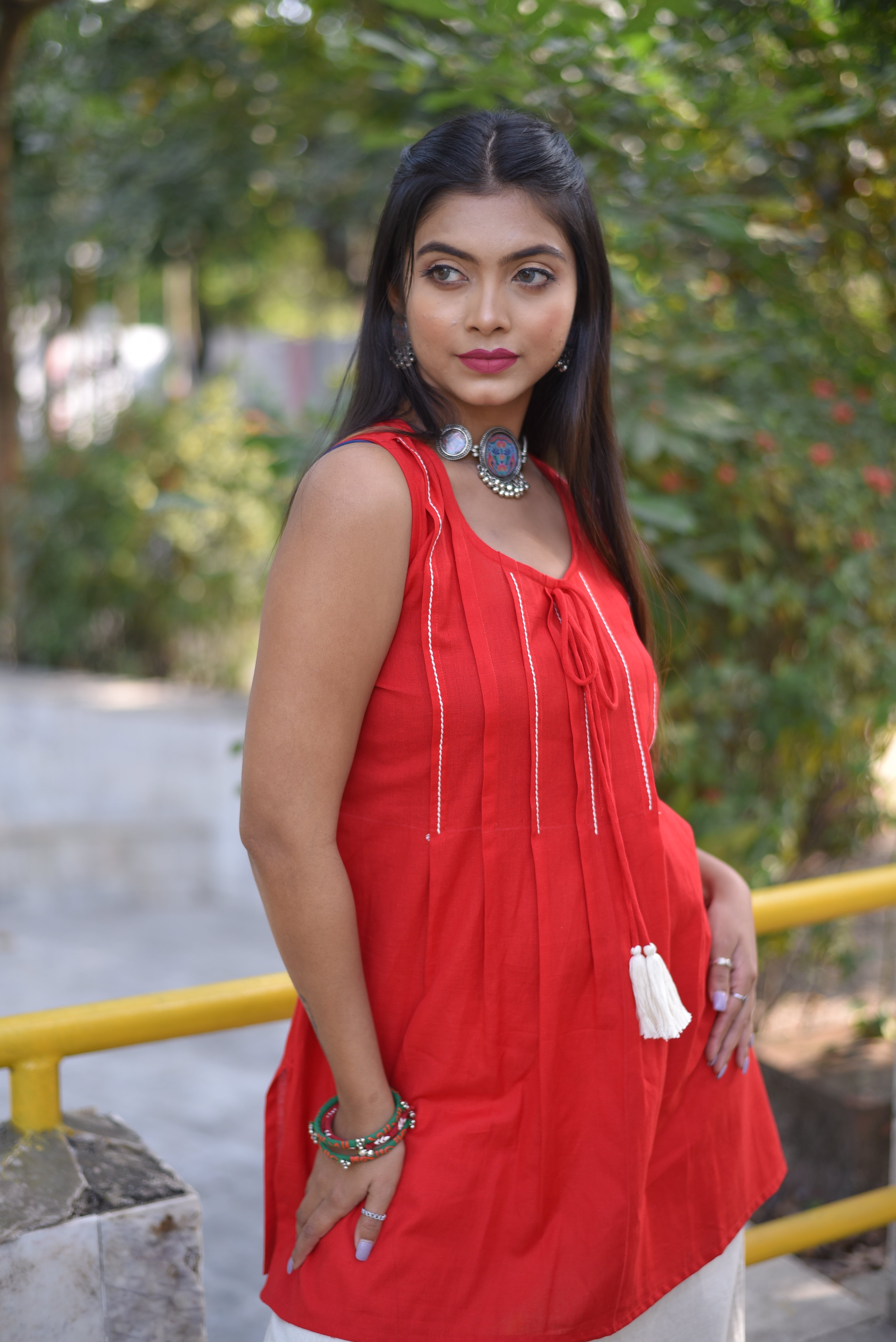 Red Hand Crafted Cotton Tunics