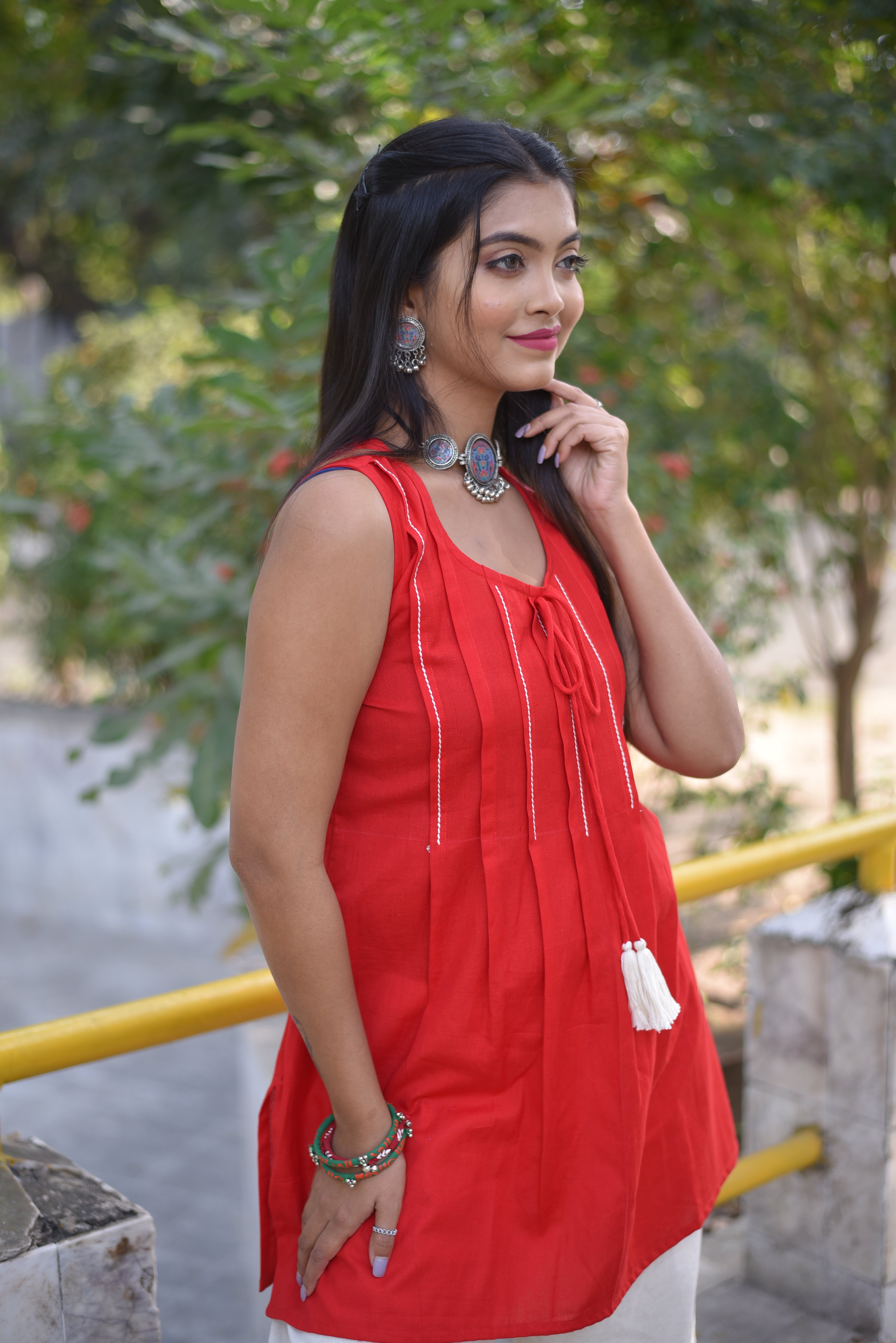 Red Hand Crafted Cotton Tunics