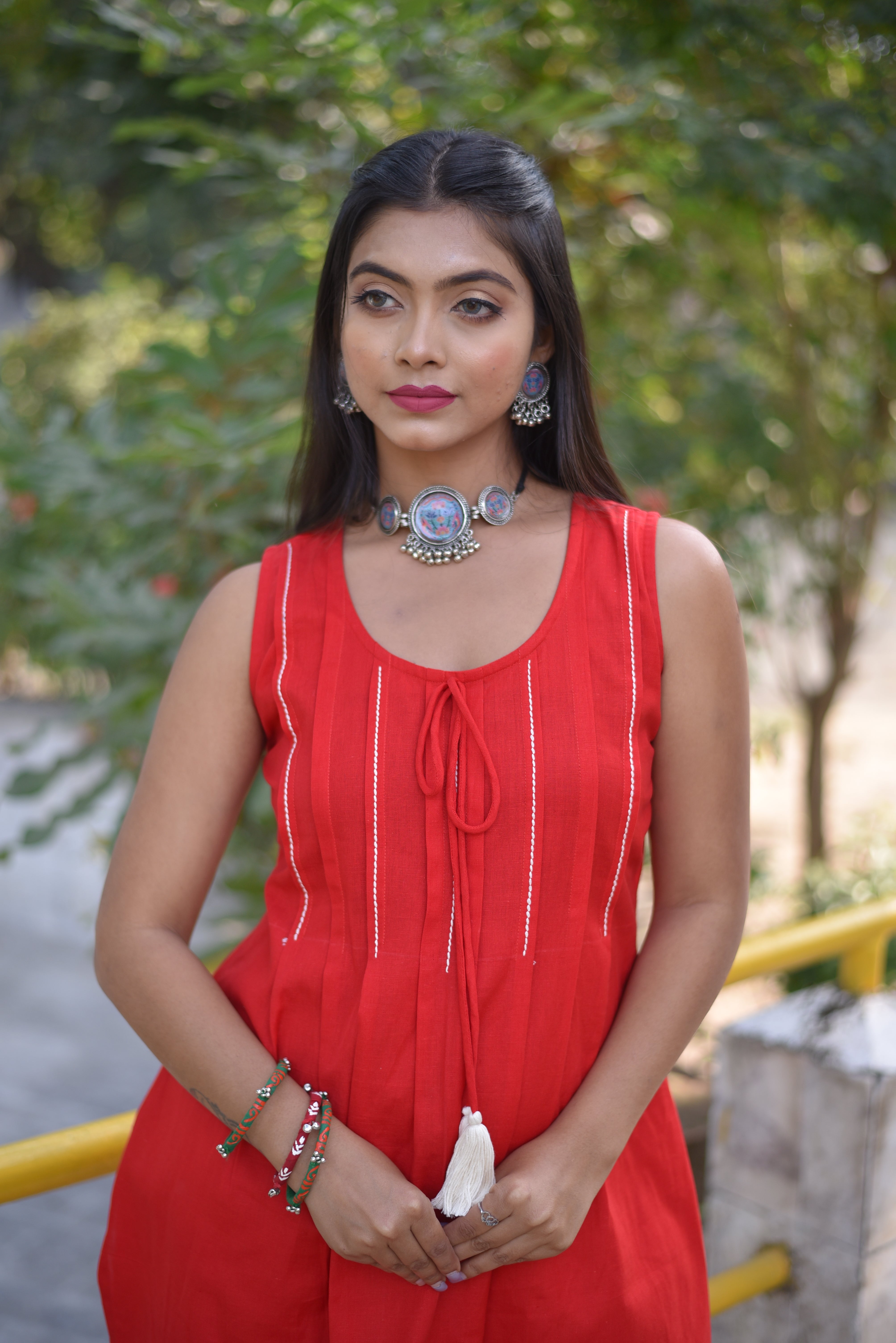 Red Hand Crafted Cotton Tunics