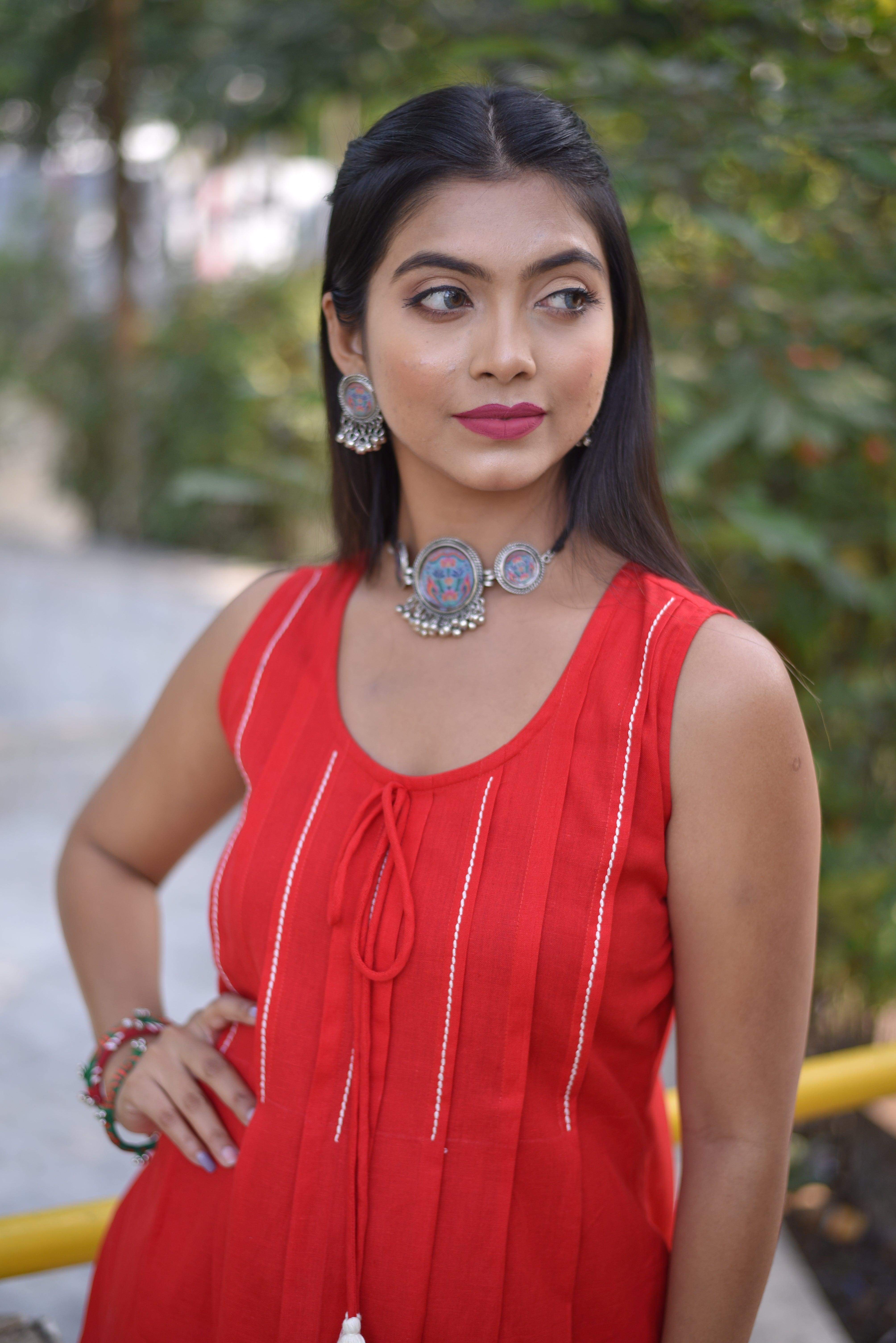 Red Hand Crafted Cotton Tunics