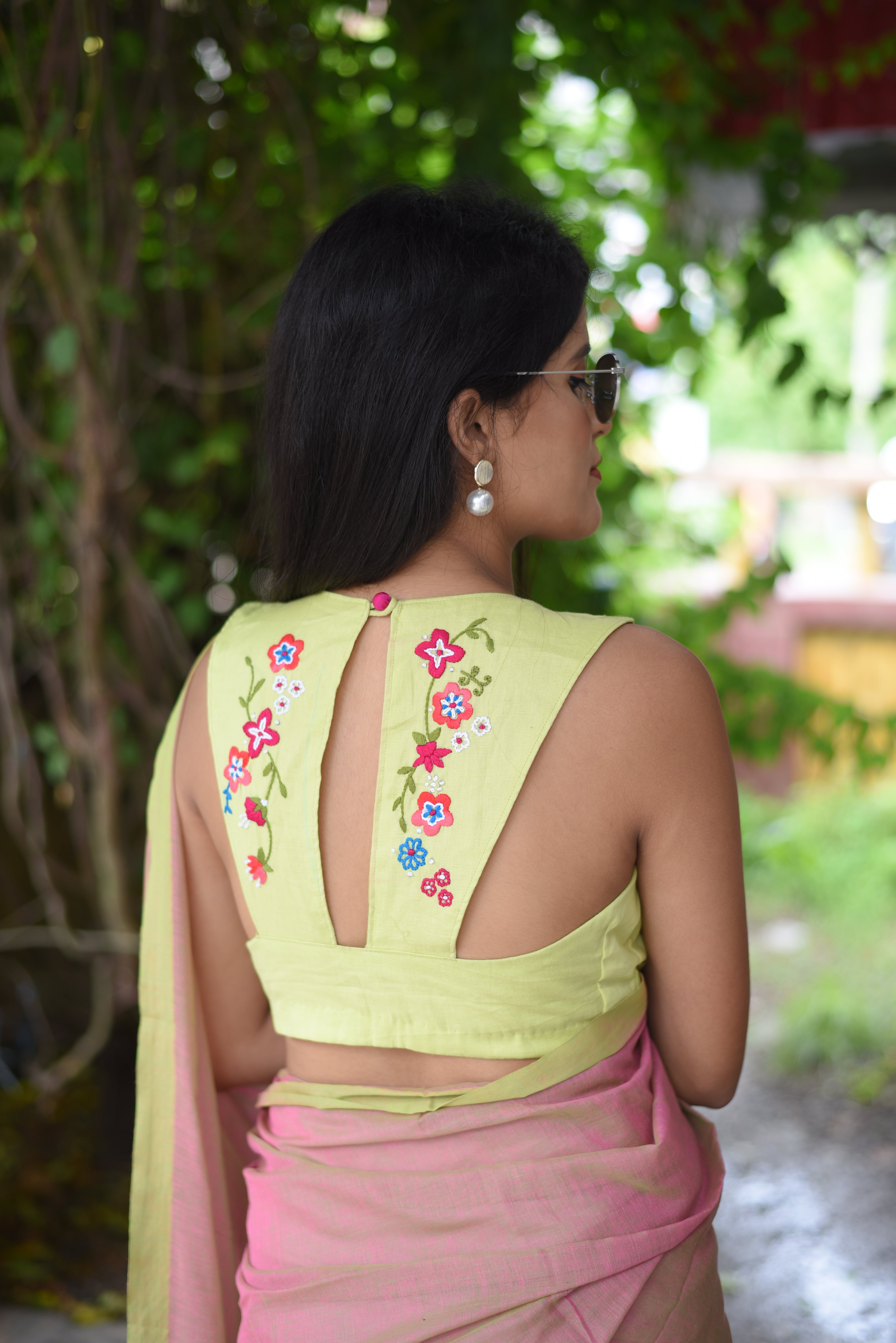 Peach Dual Tone Mulmul Cotton Handloom Saree