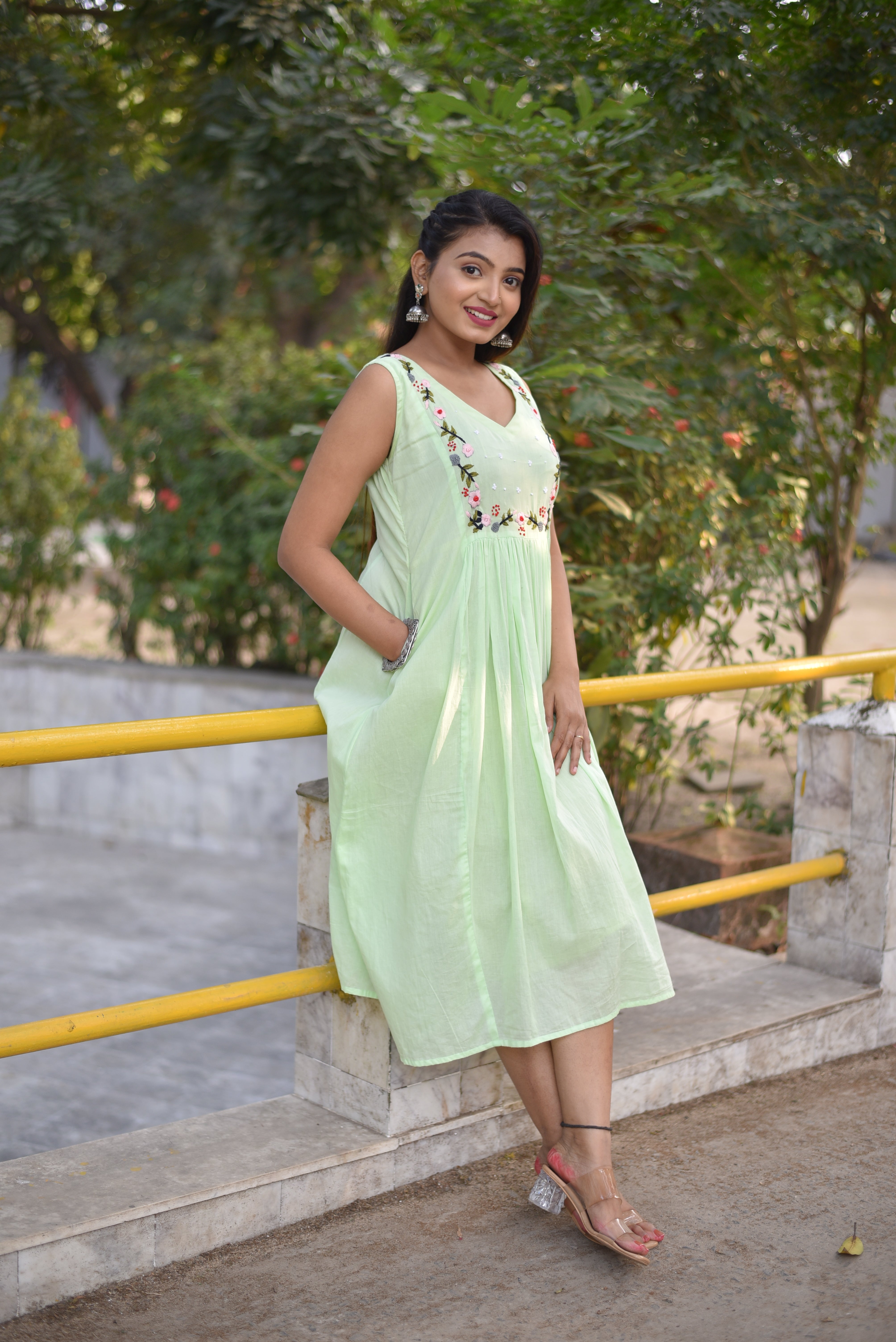 Mal Cotton Hand Embroidered Dress