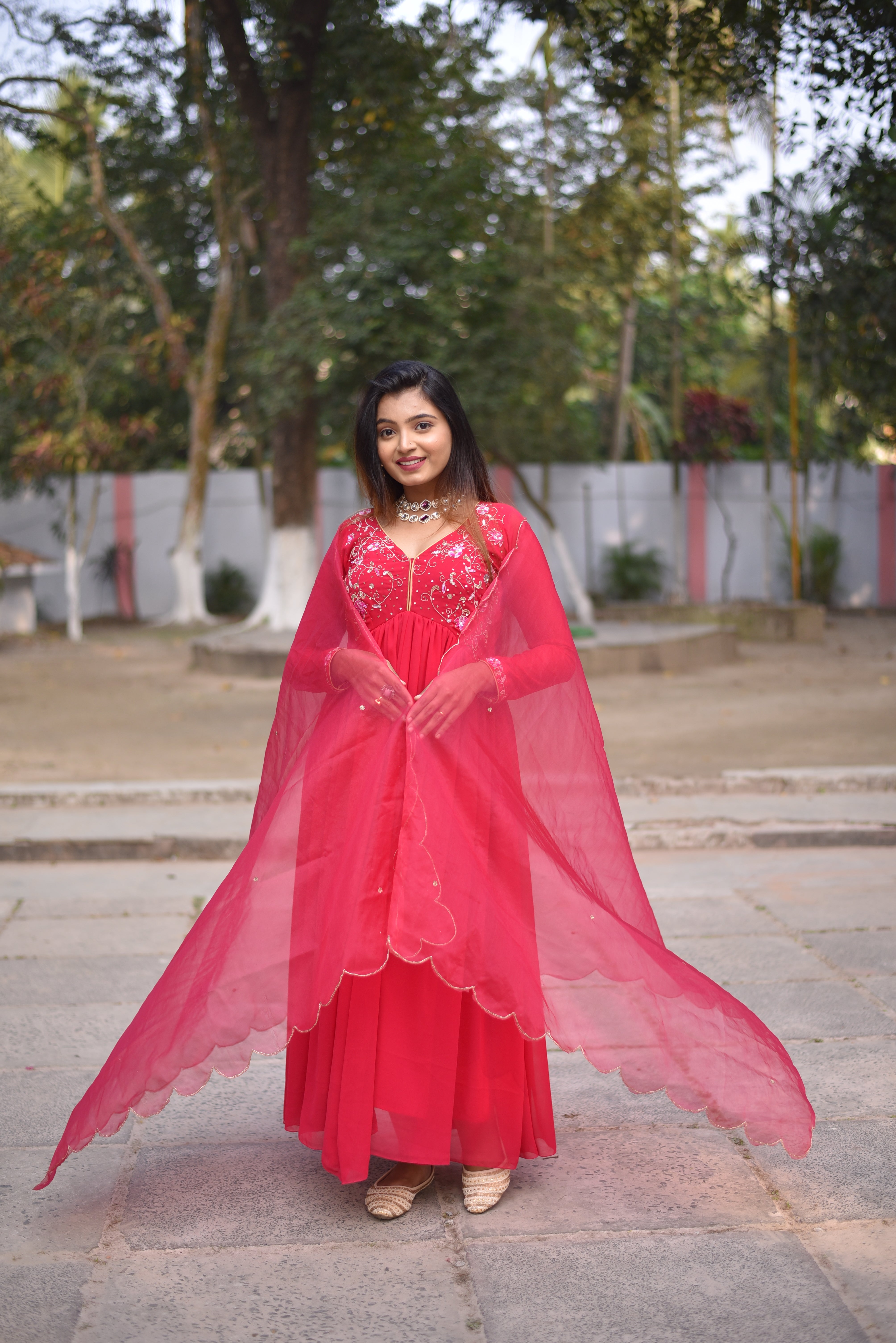 Rani Color Hand Embroidered Anarkali Sets