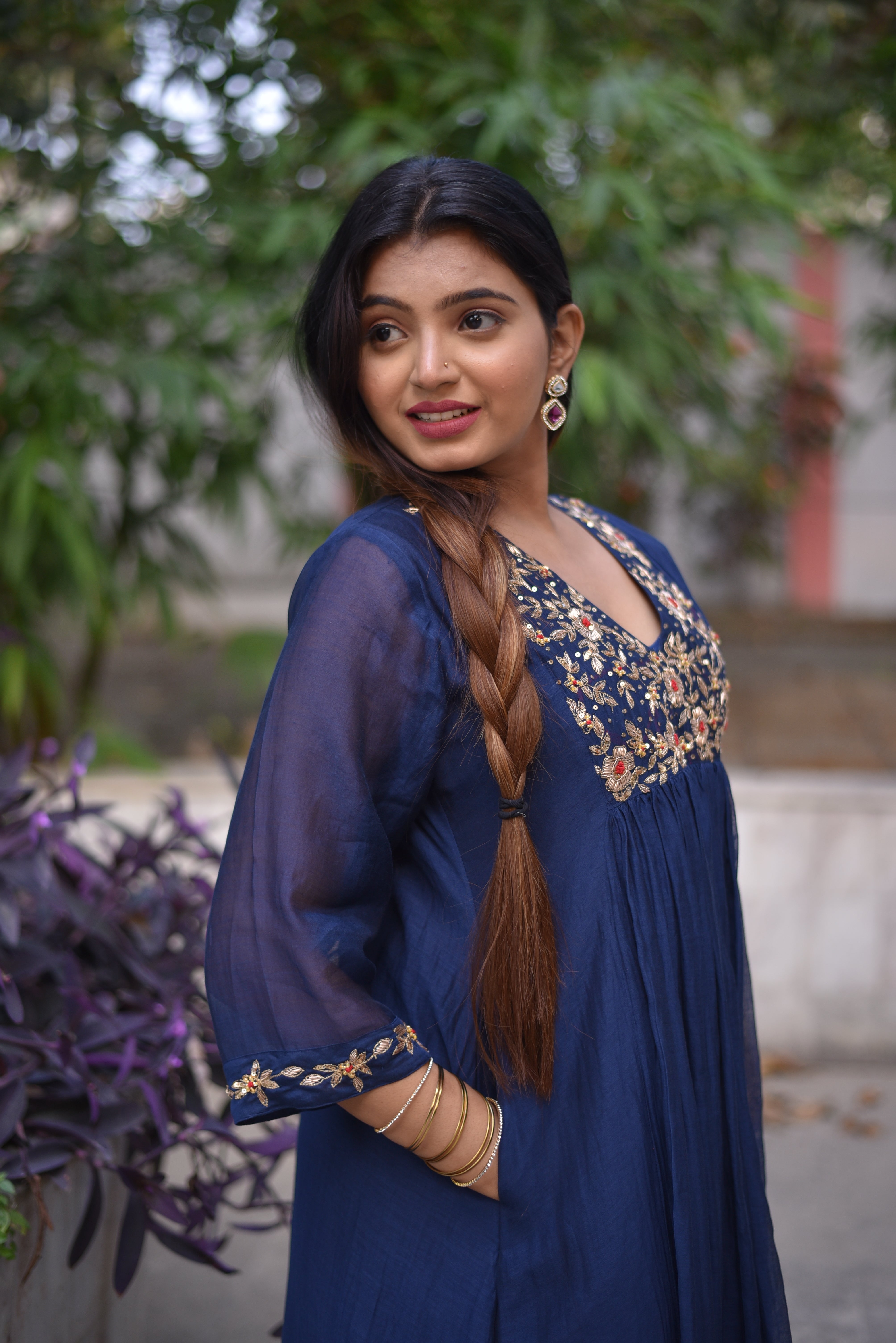 Blue Color Mul Chanderi Suit Sets