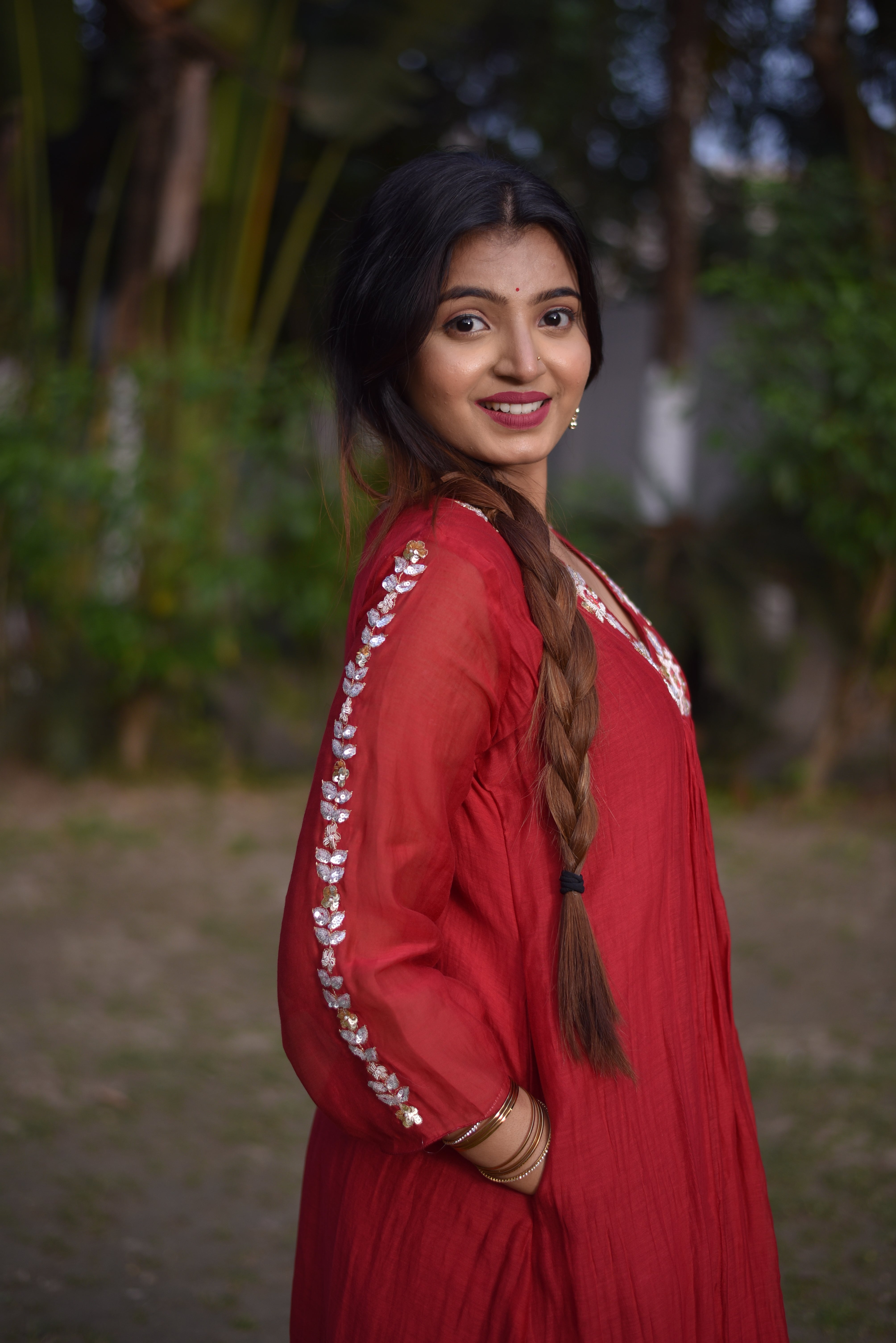 Maroon Color Mul Chanderi Hand Embroidered Suit Sets