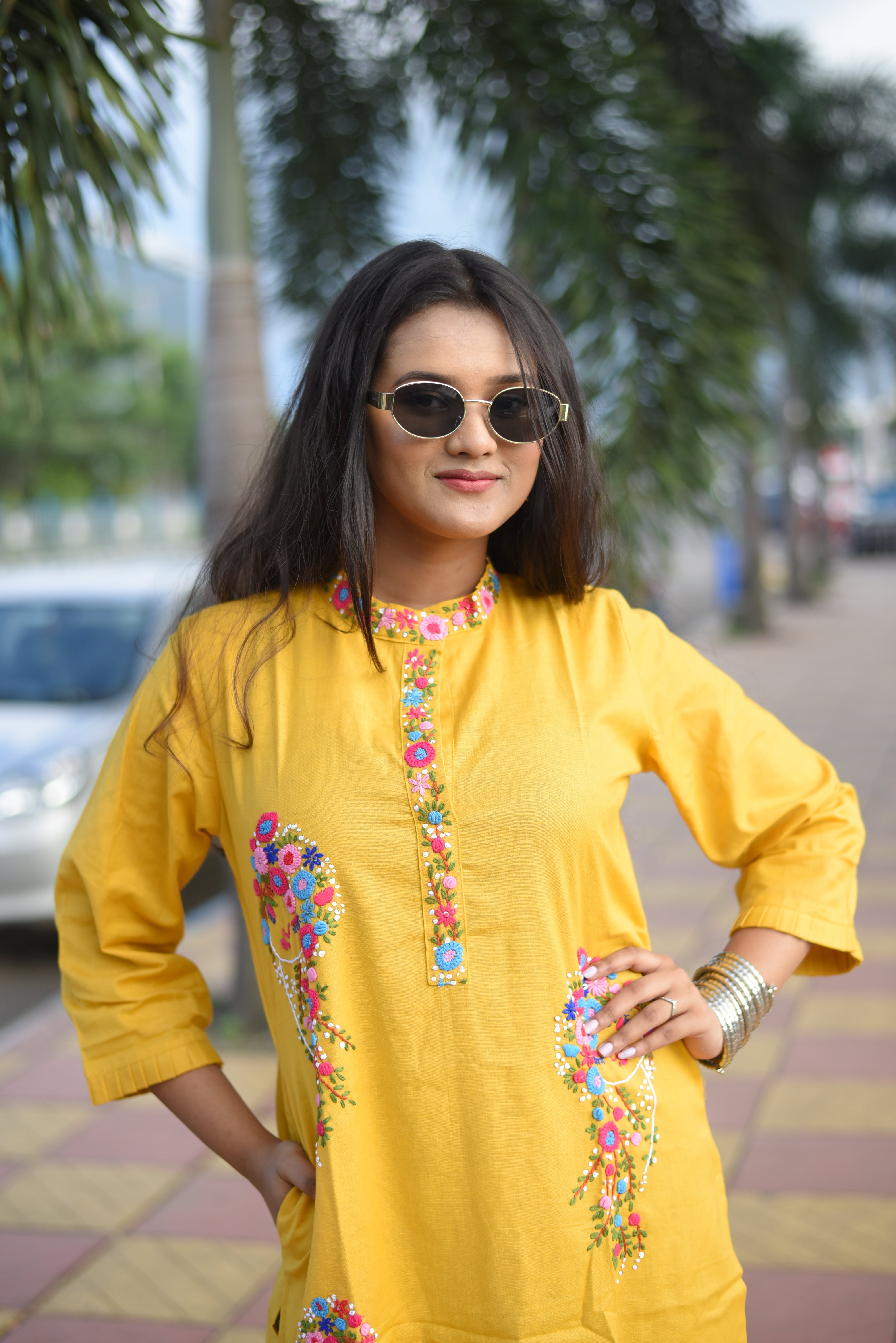 Cotton Handwork Yellow Color Kurta
