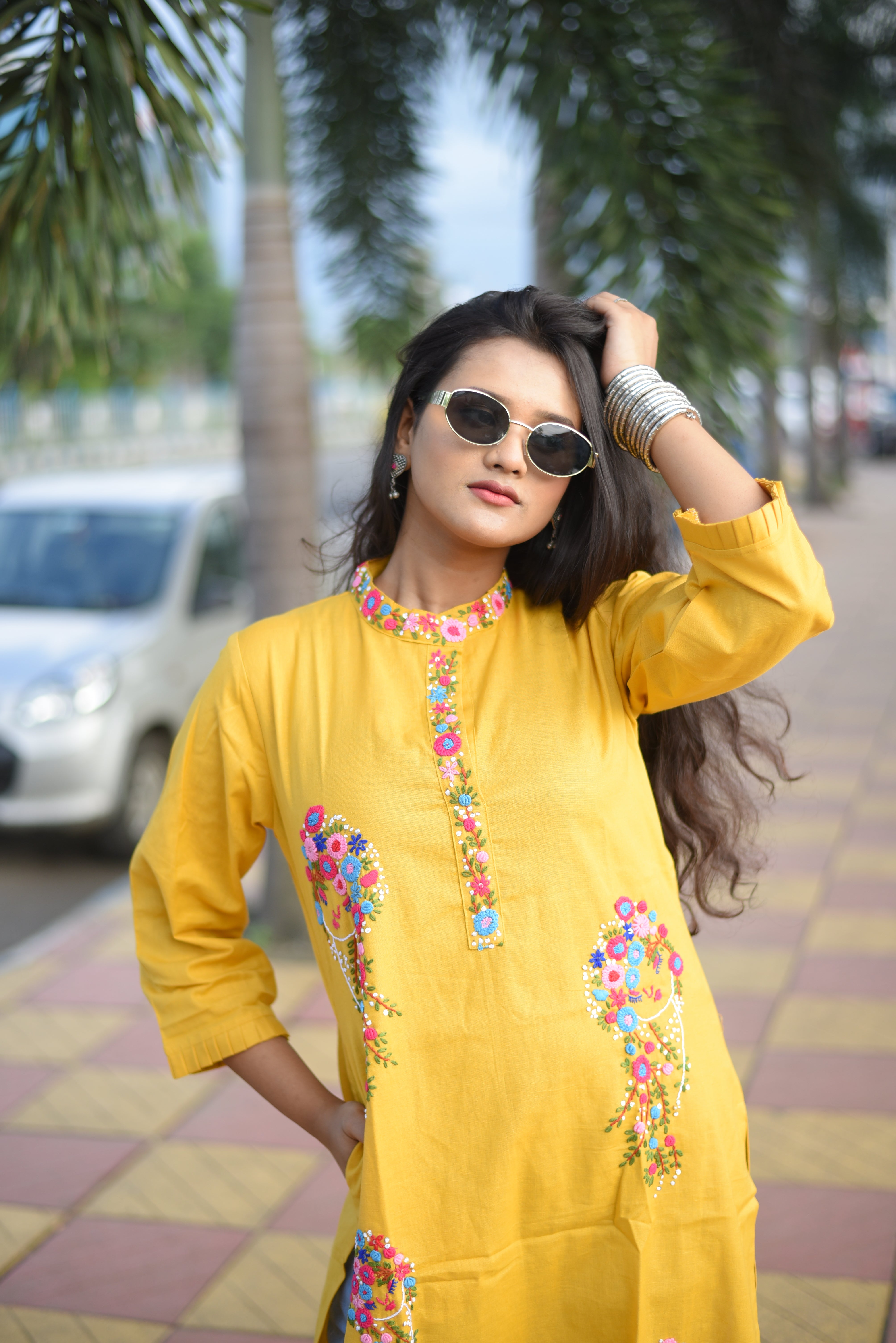 Cotton Handwork Yellow Color Kurta