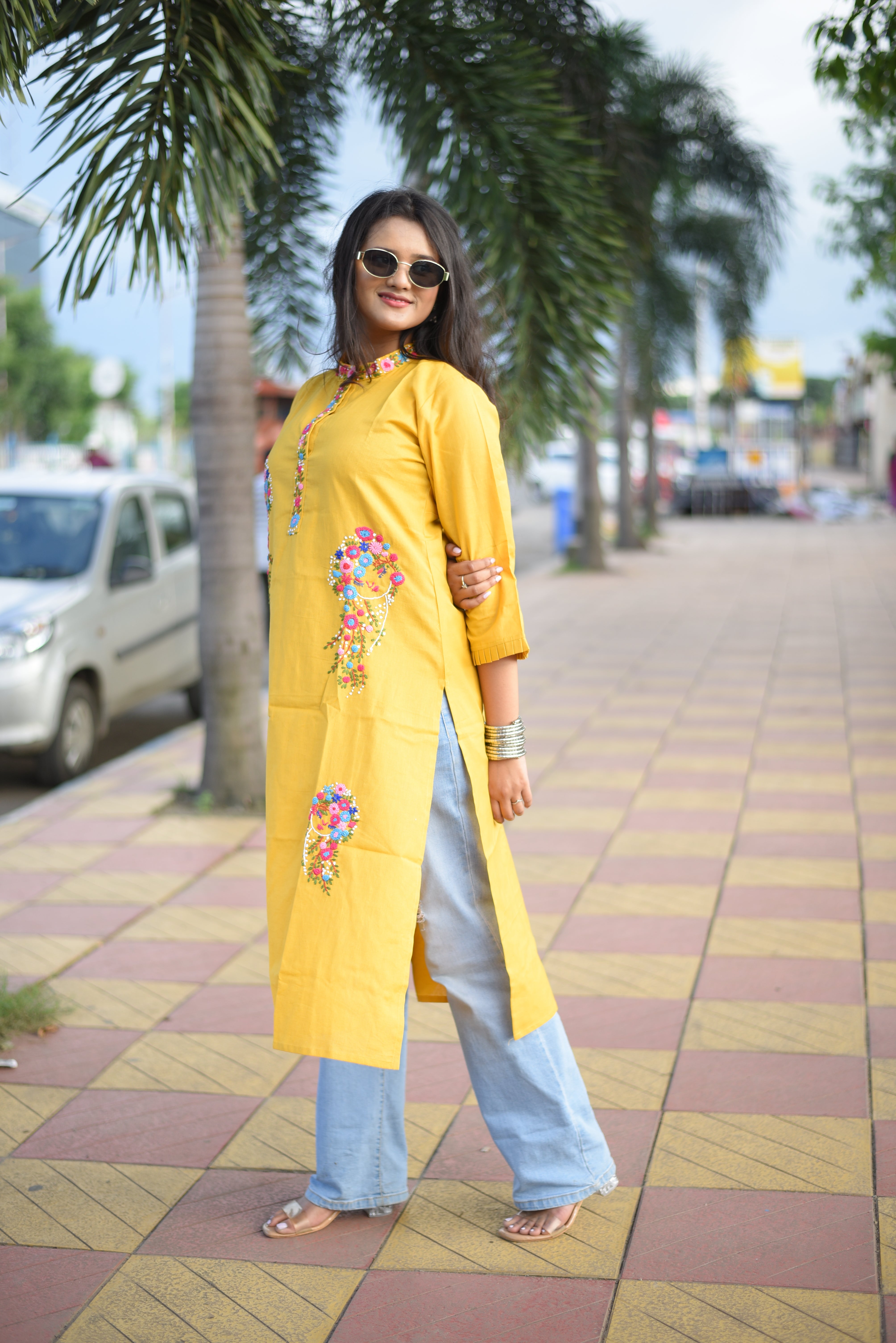 Cotton Handwork Yellow Color Kurta