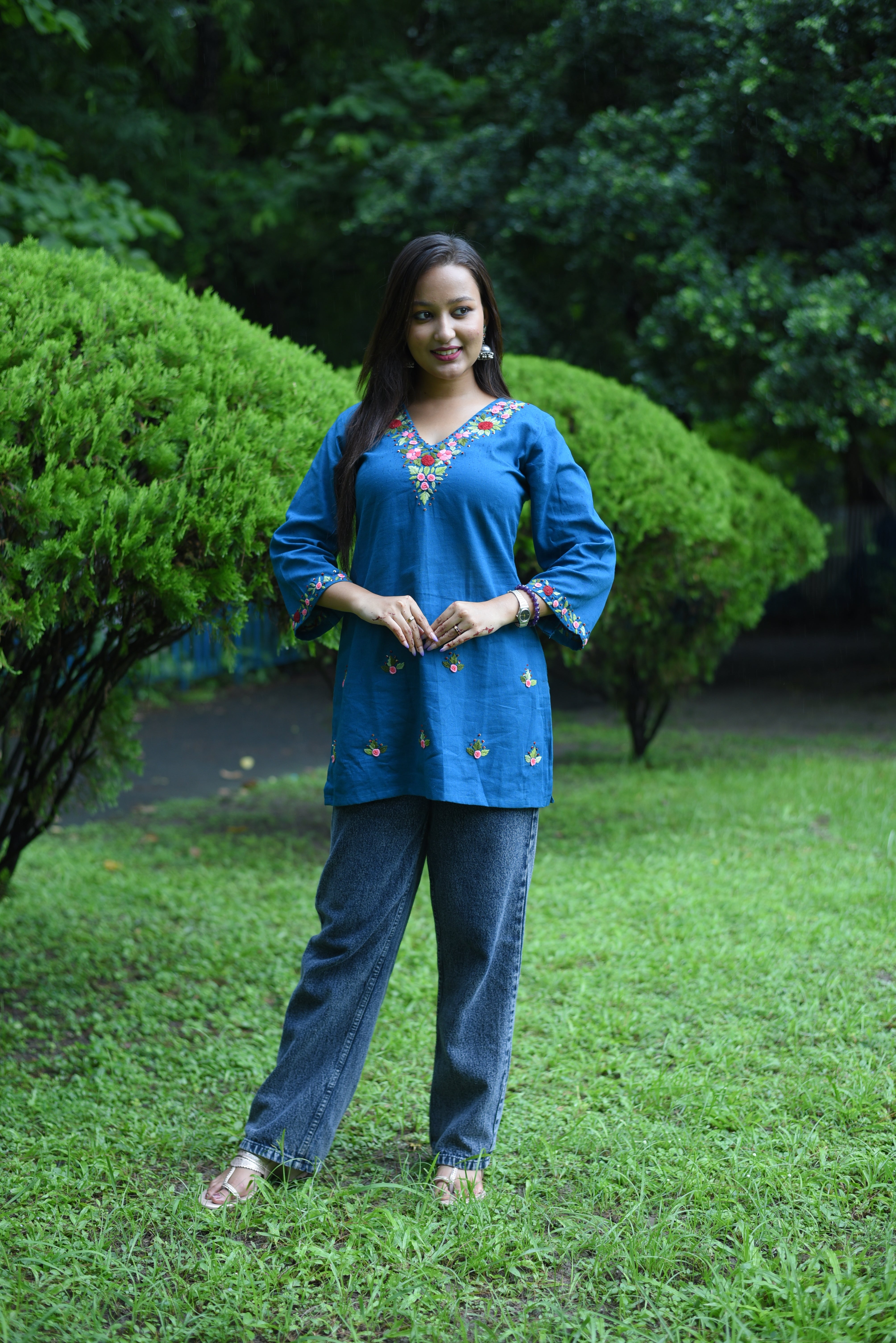 Hand Embroidery Cotton Kurti