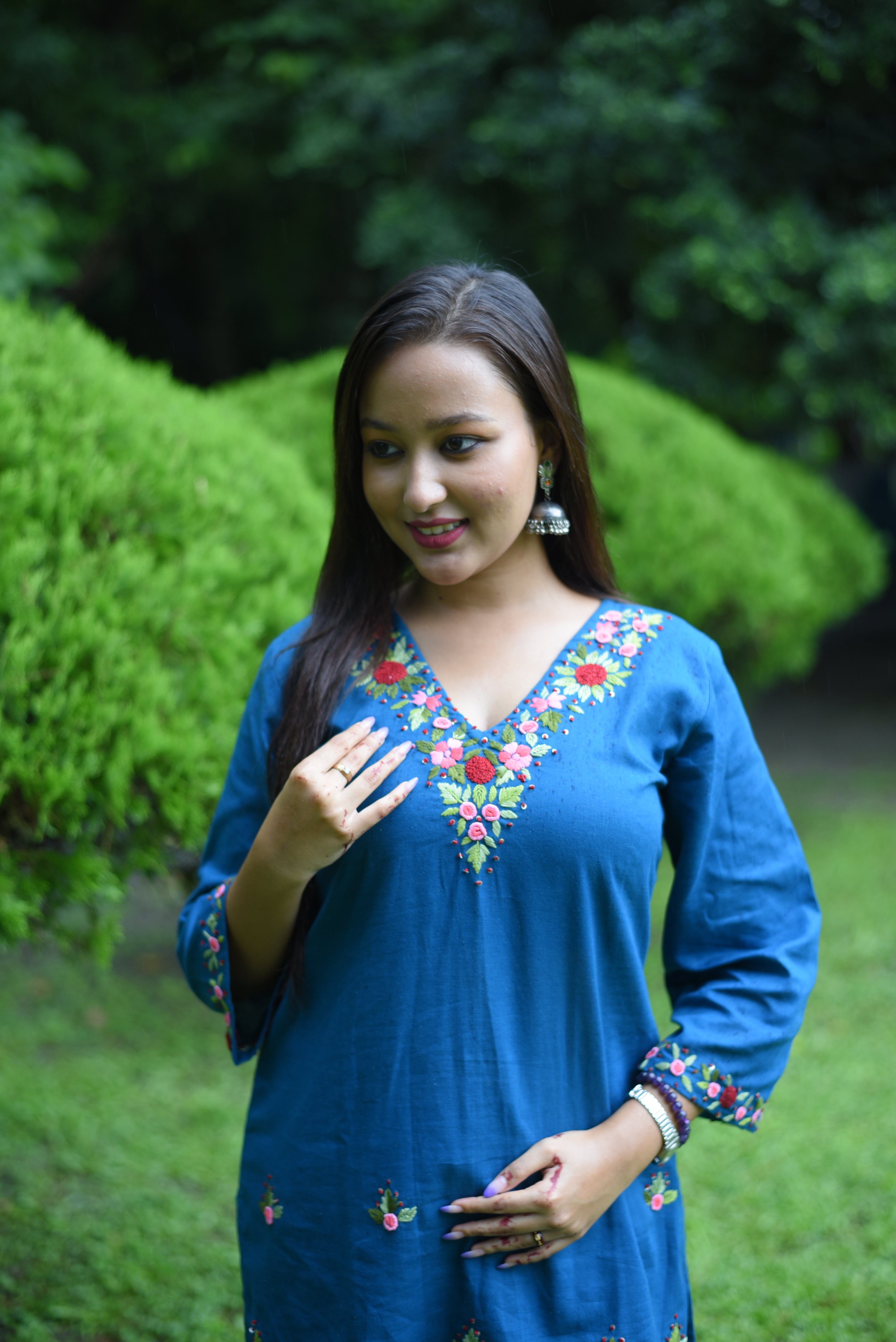 Hand Embroidery Cotton Kurti