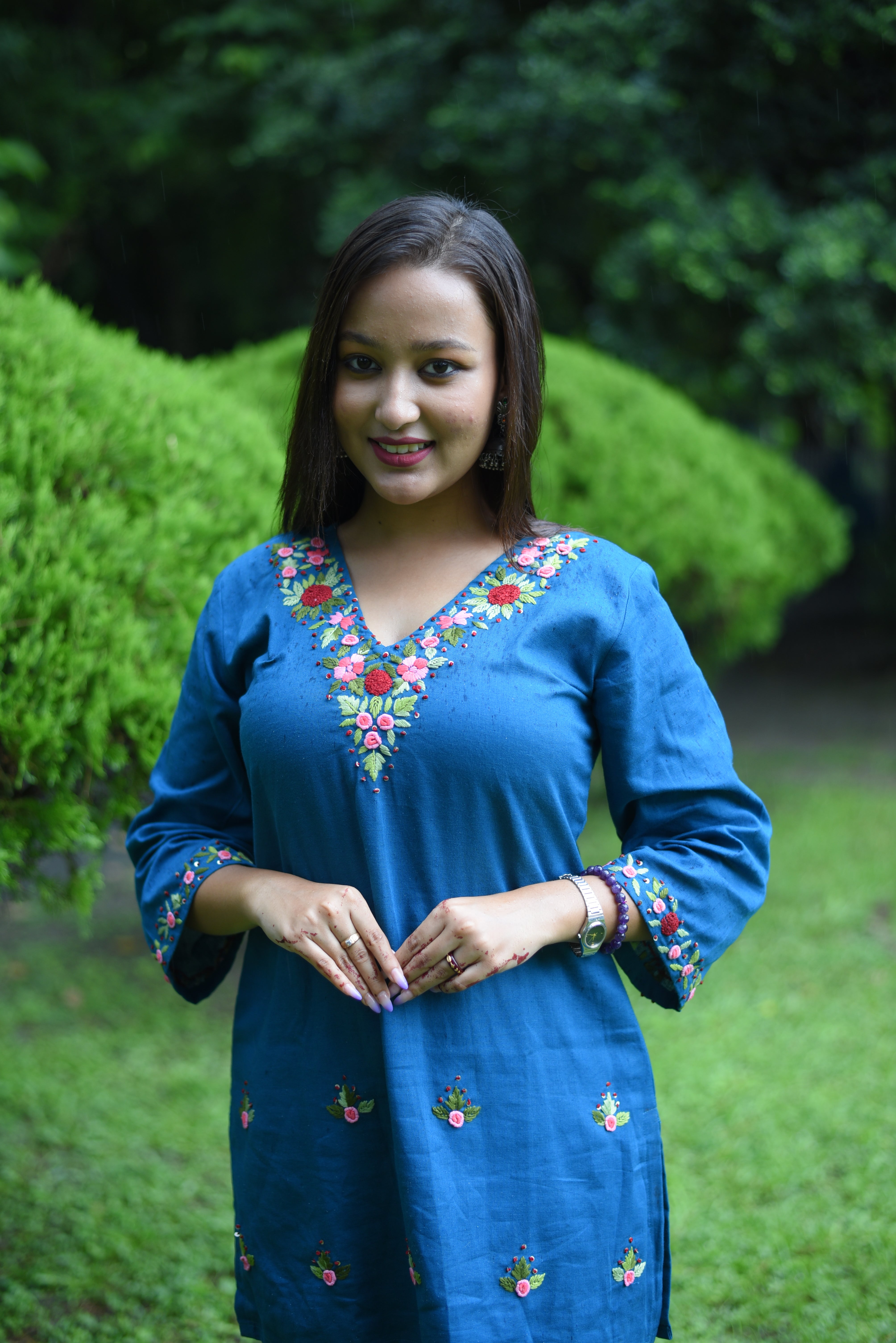 Hand Embroidery Cotton Kurti