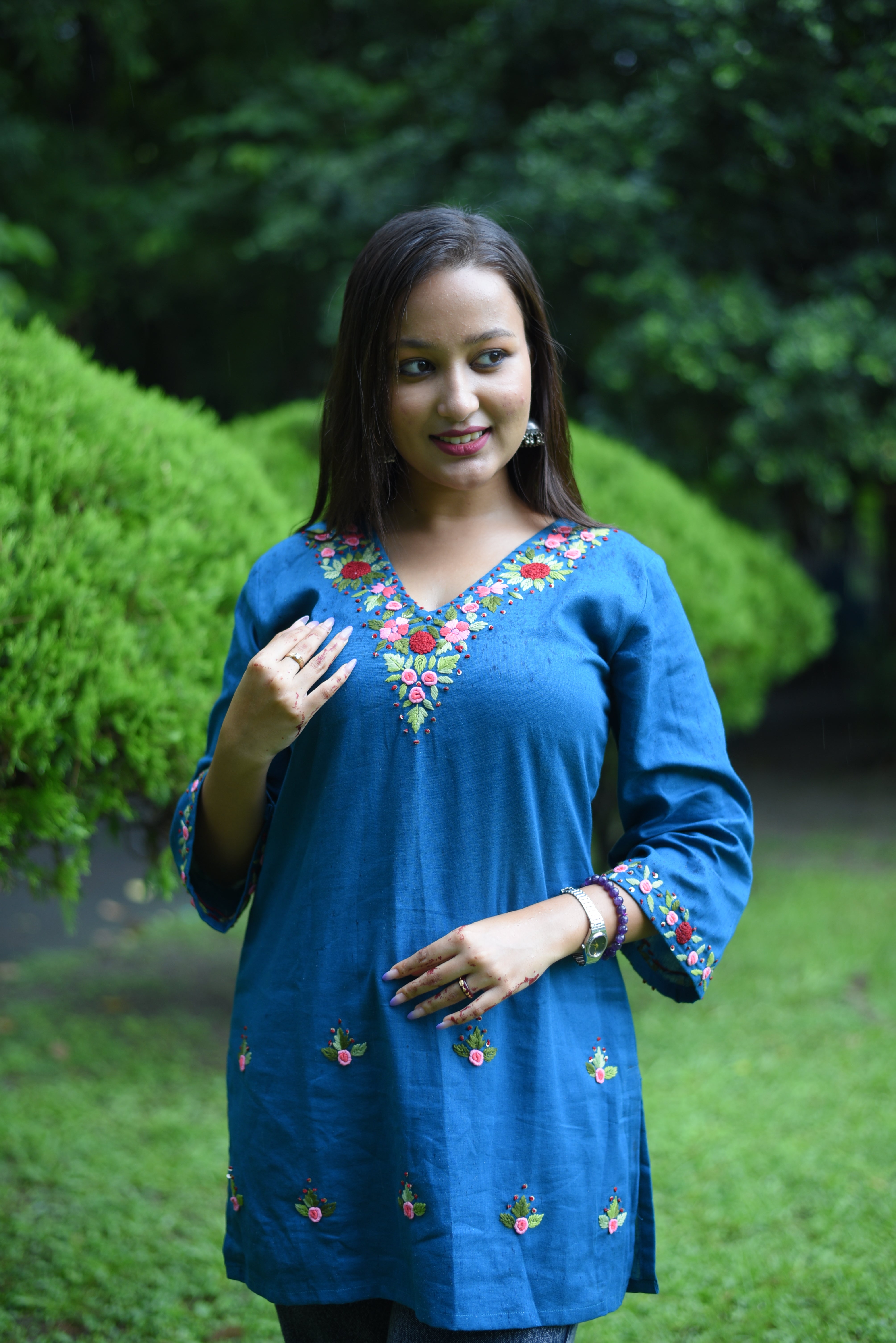 Hand Embroidery Cotton Kurti