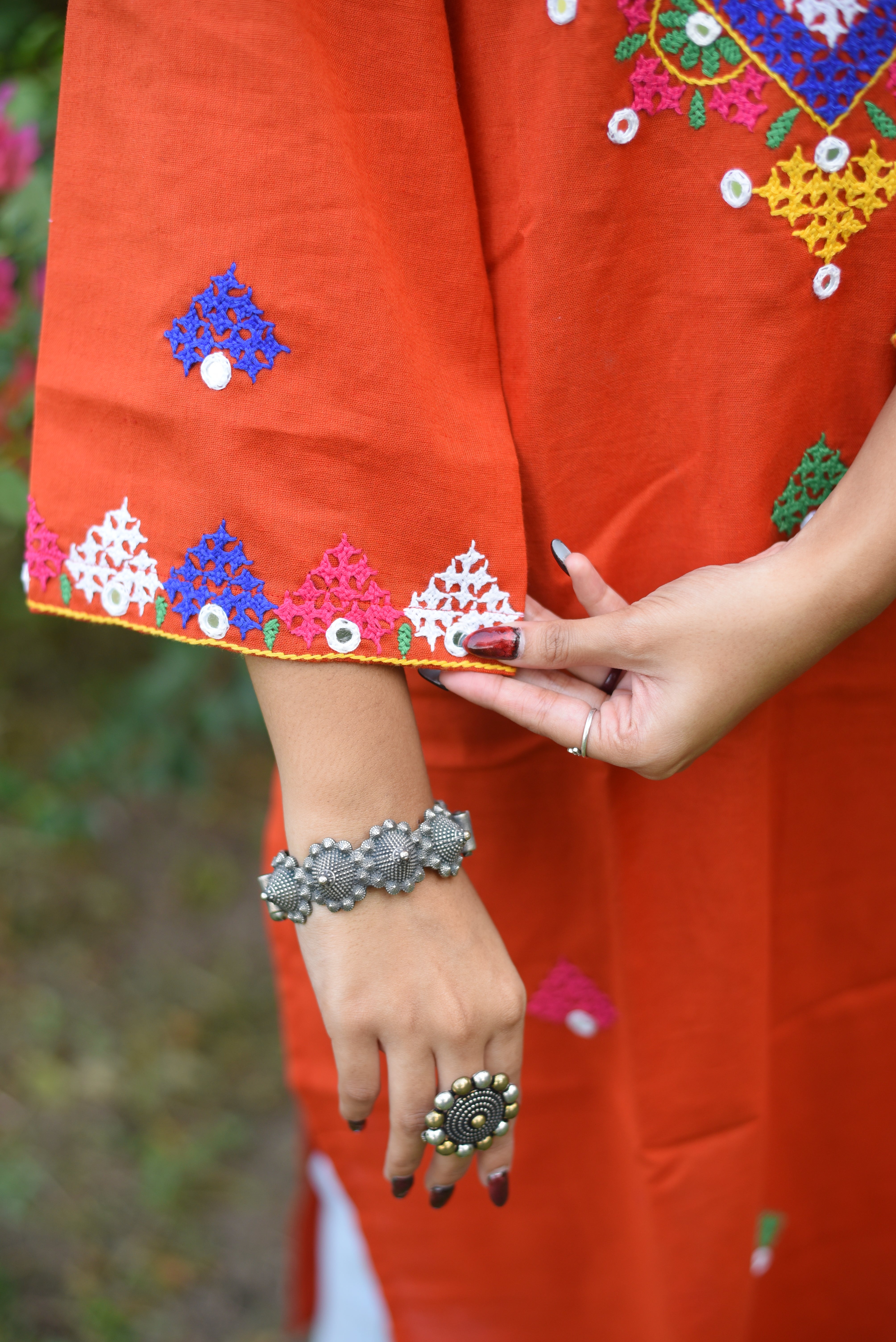 Red Color Kutch Embroidery Cotton Kurta