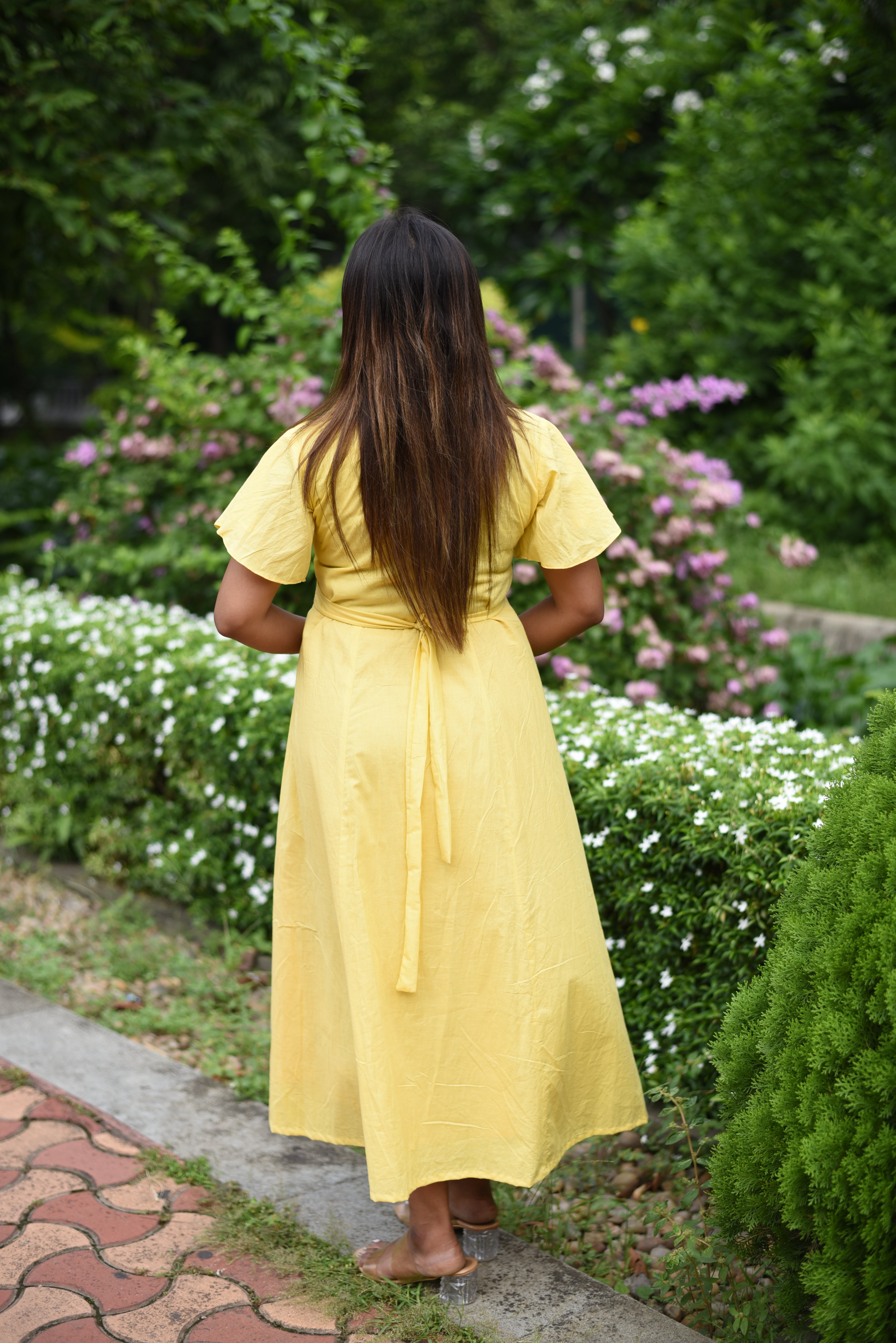 Hand Embroidered Yellow Cotton Dress