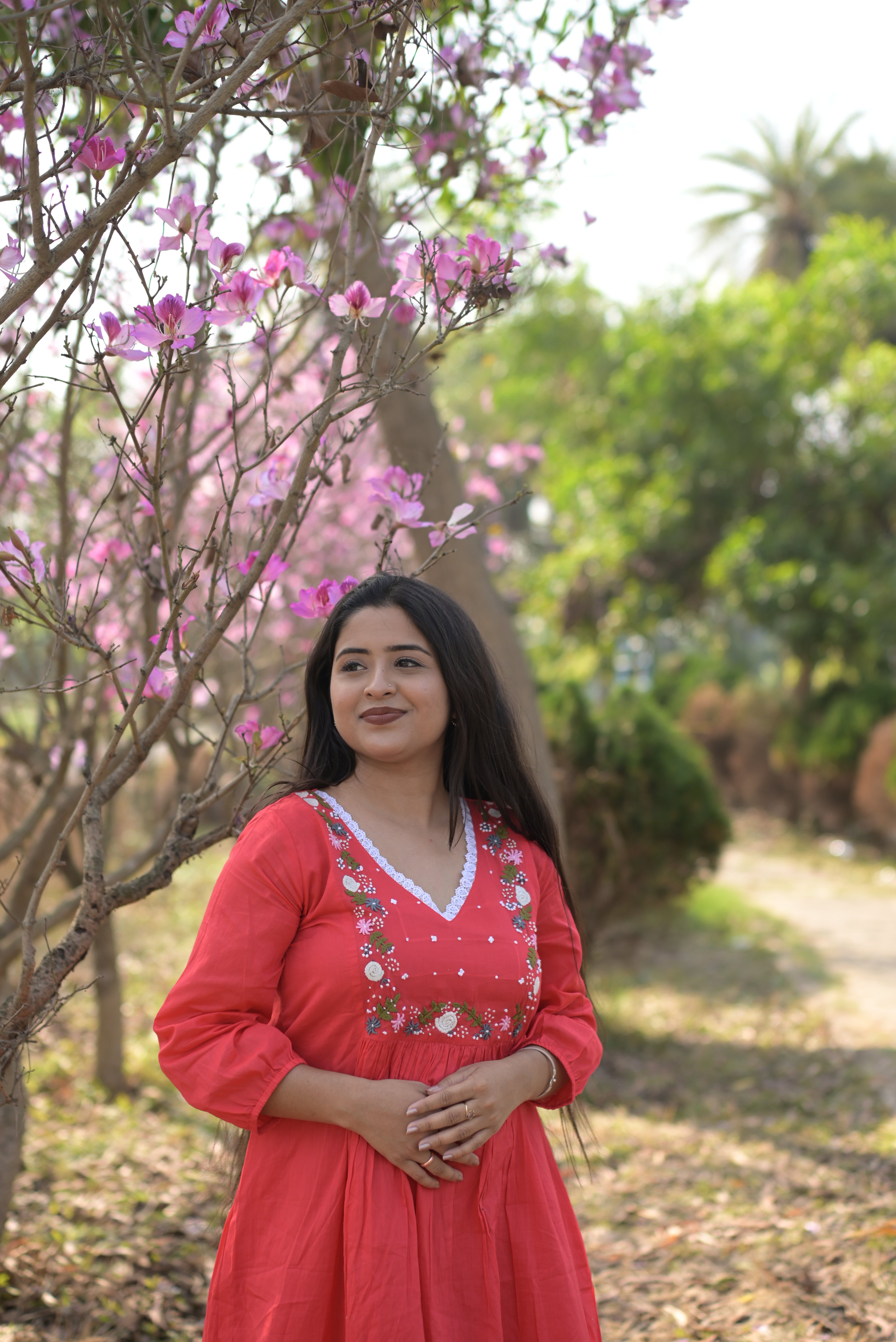 Red Hand Embroidered Dress