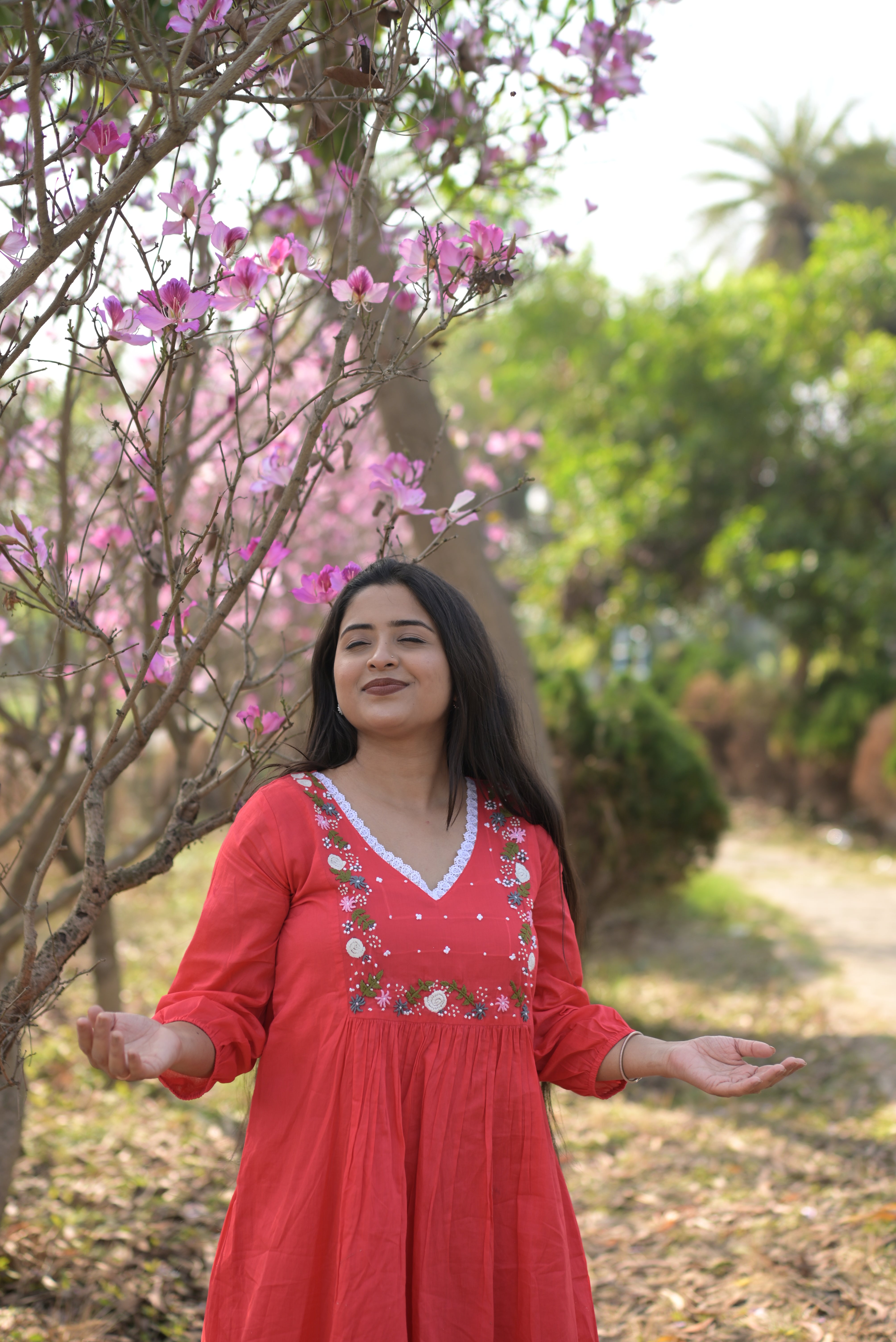 Red Hand Embroidered Dress