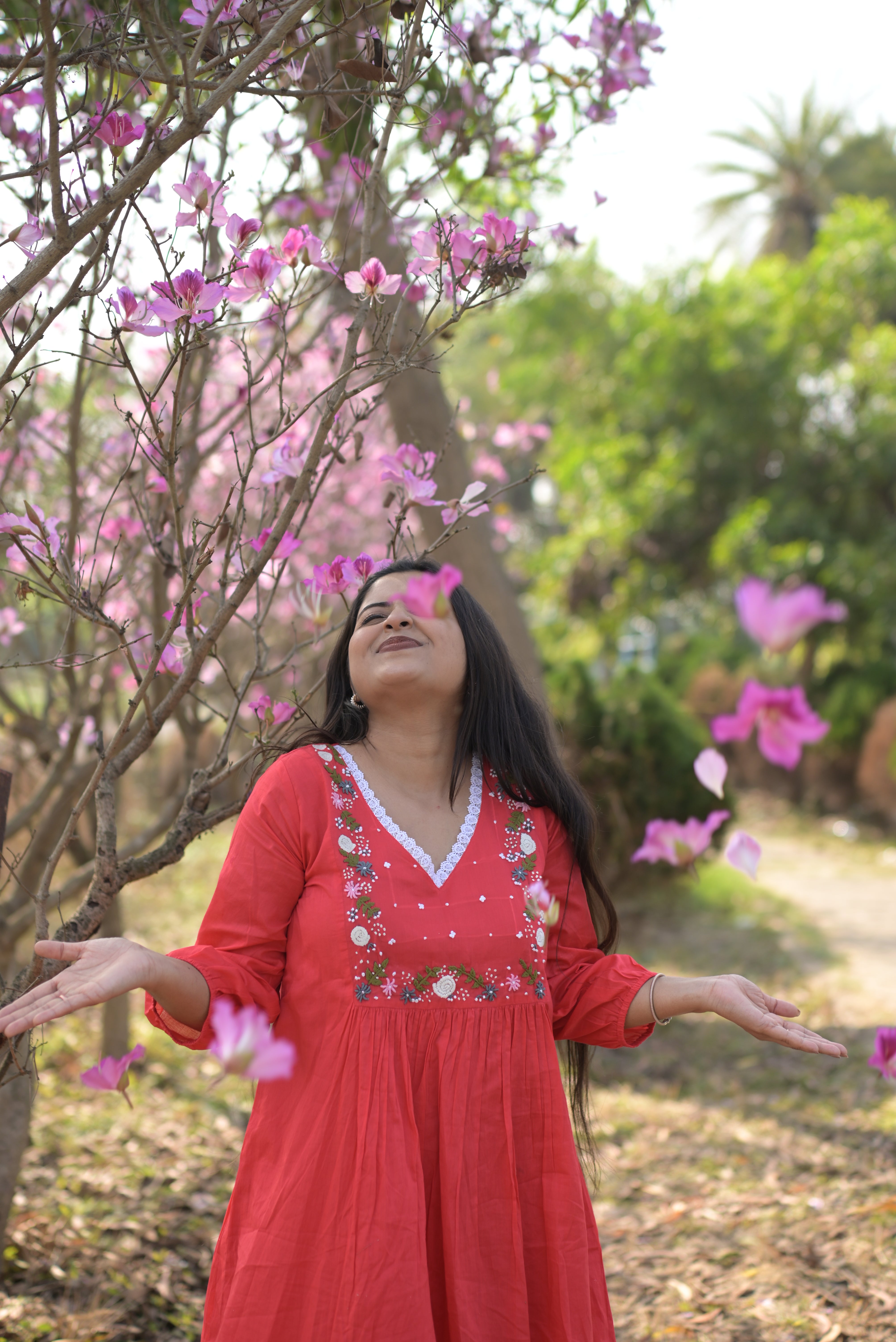 Red Hand Embroidered Dress