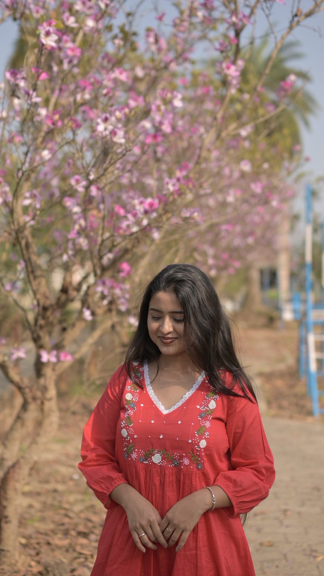 Red Hand Embroidered Dress