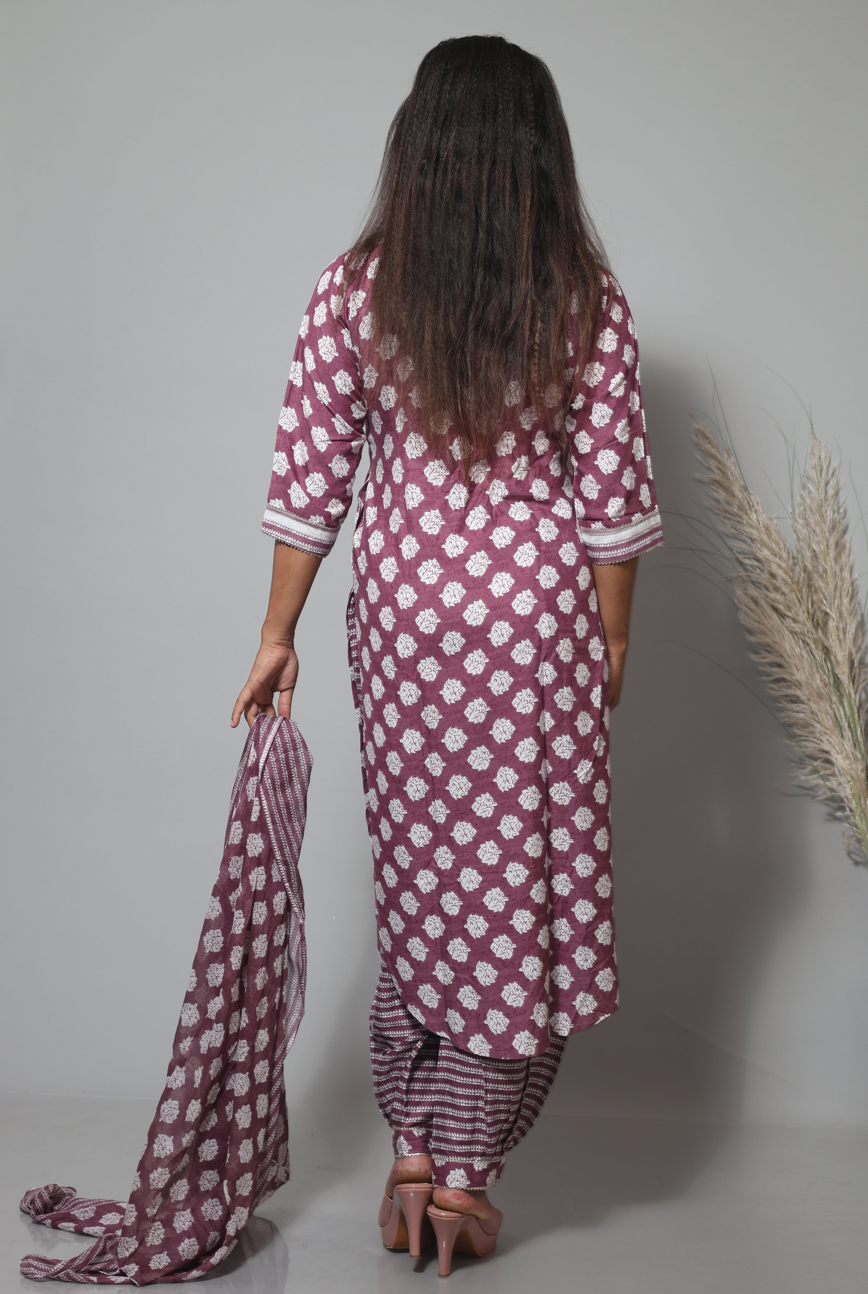 Floral Print Cotton Afghani Suit Set