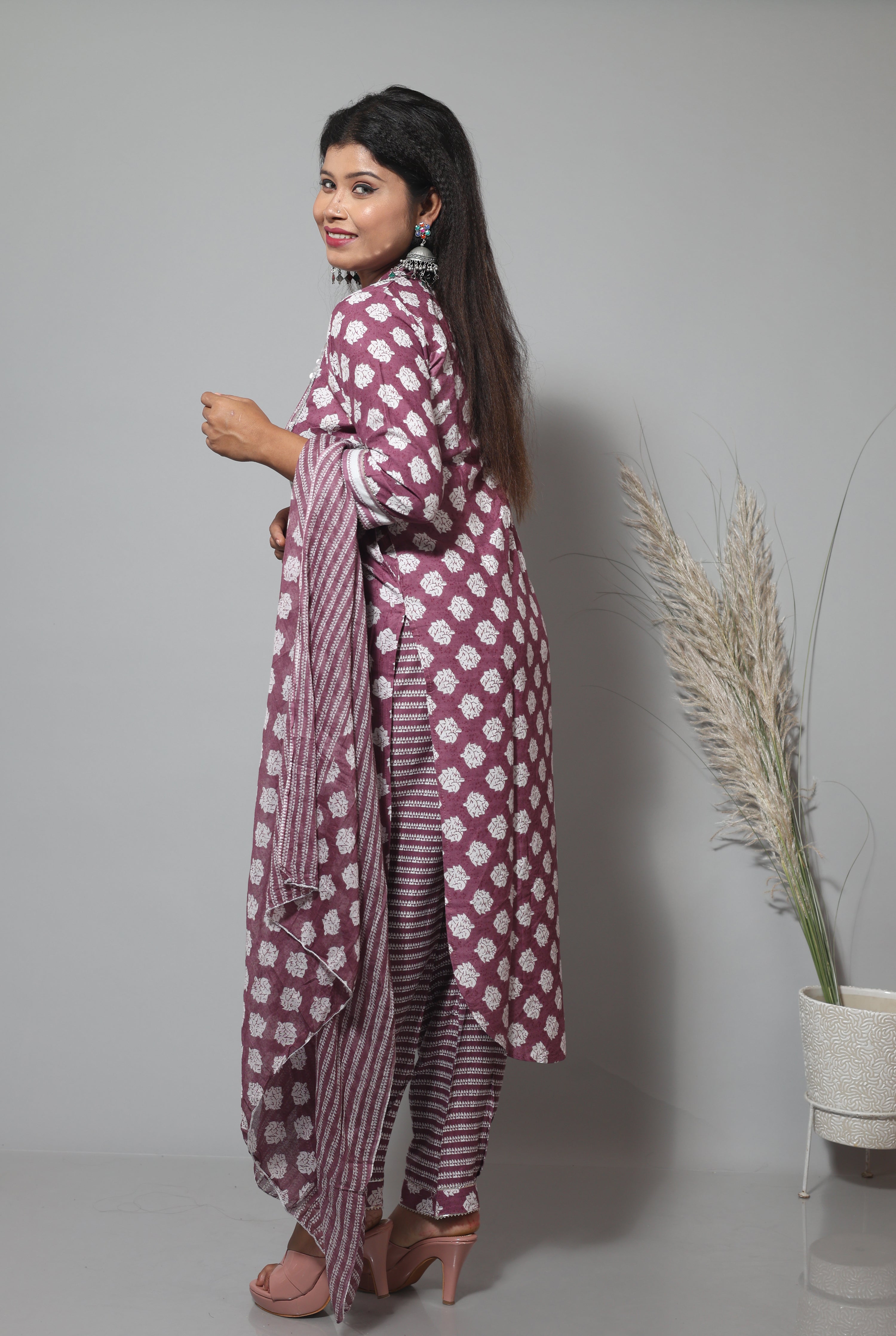 Floral Print Cotton Afghani Suit Set