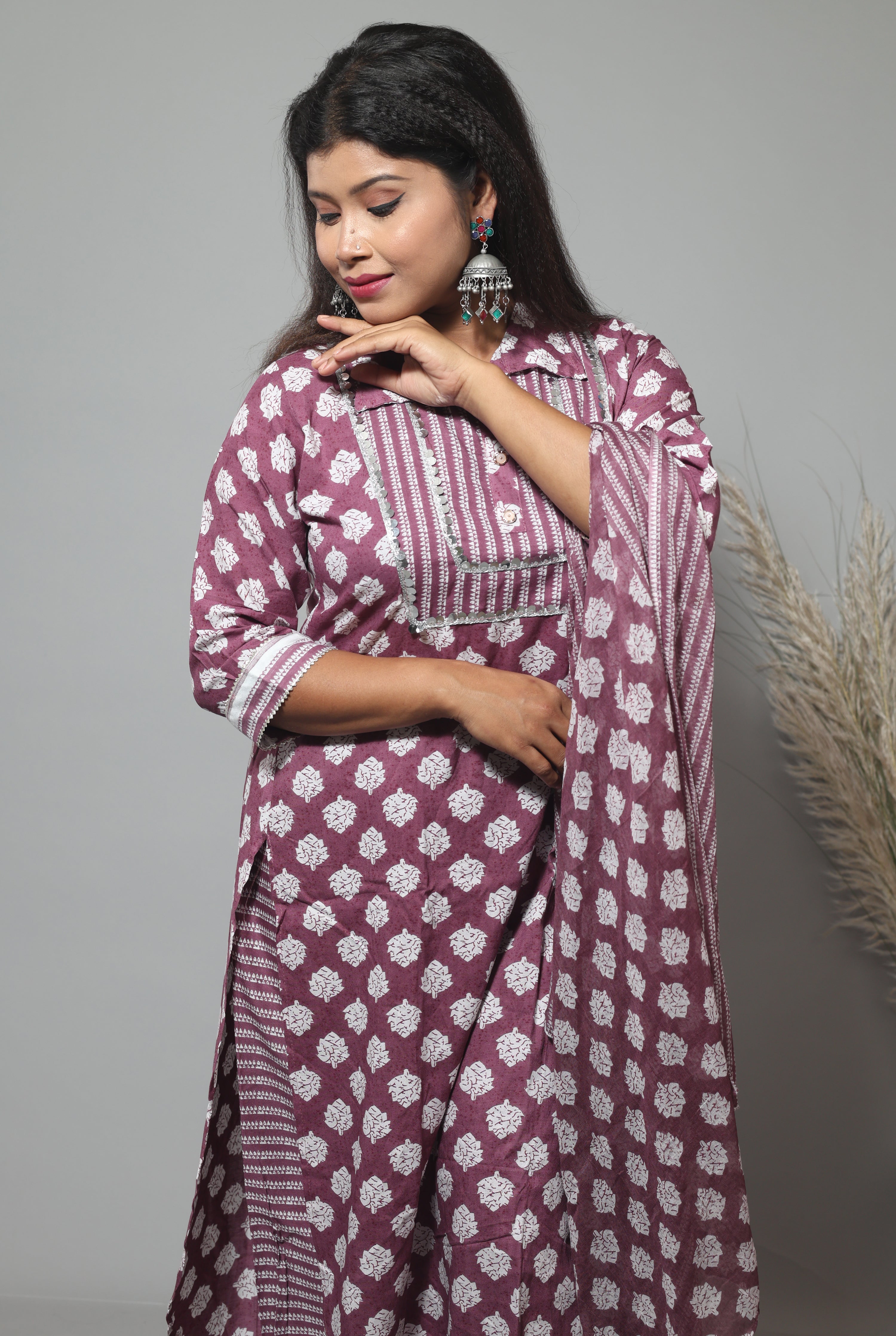 Floral Print Cotton Afghani Suit Set