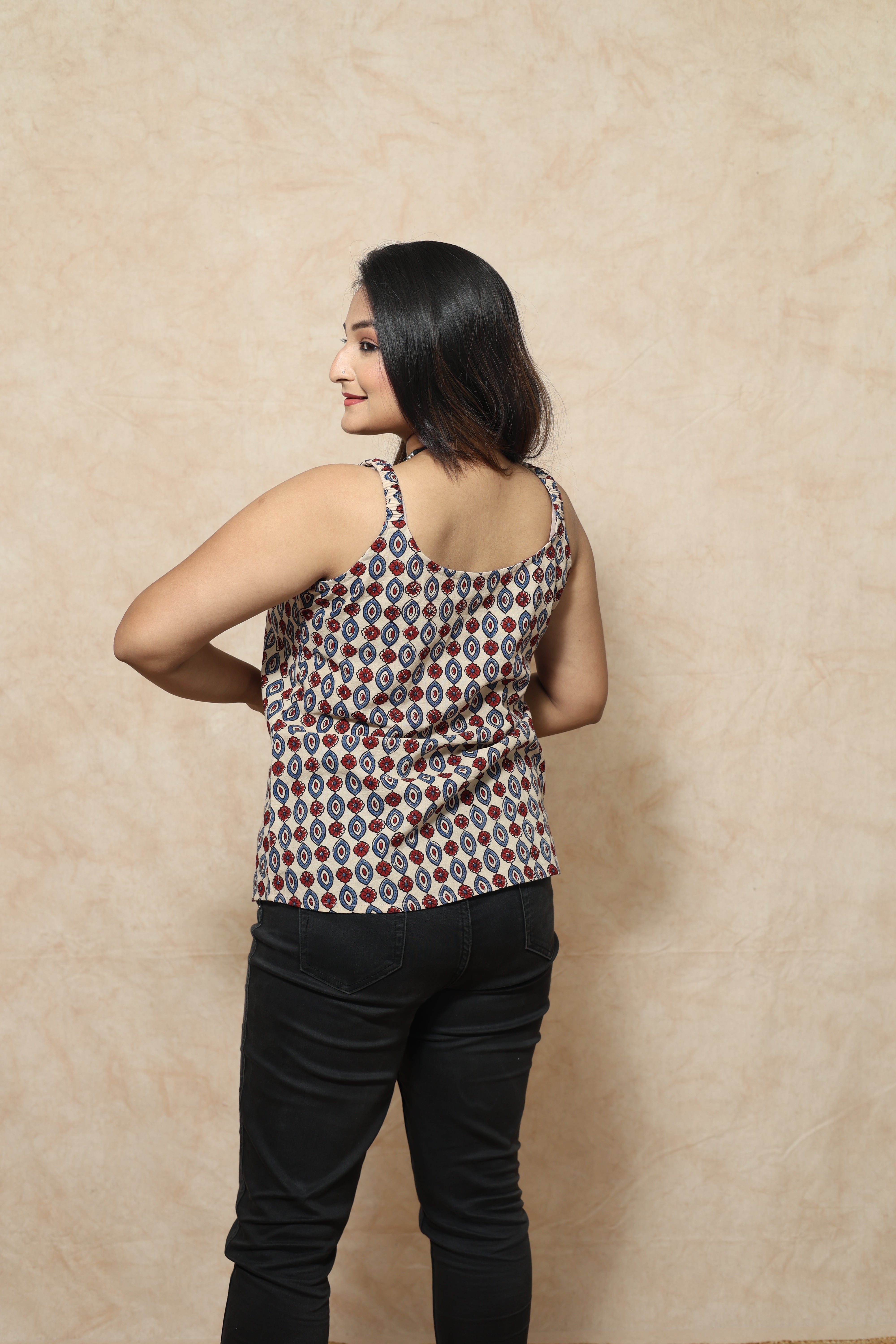 Ajrakh Evil Eye Block Print Cotton Tops