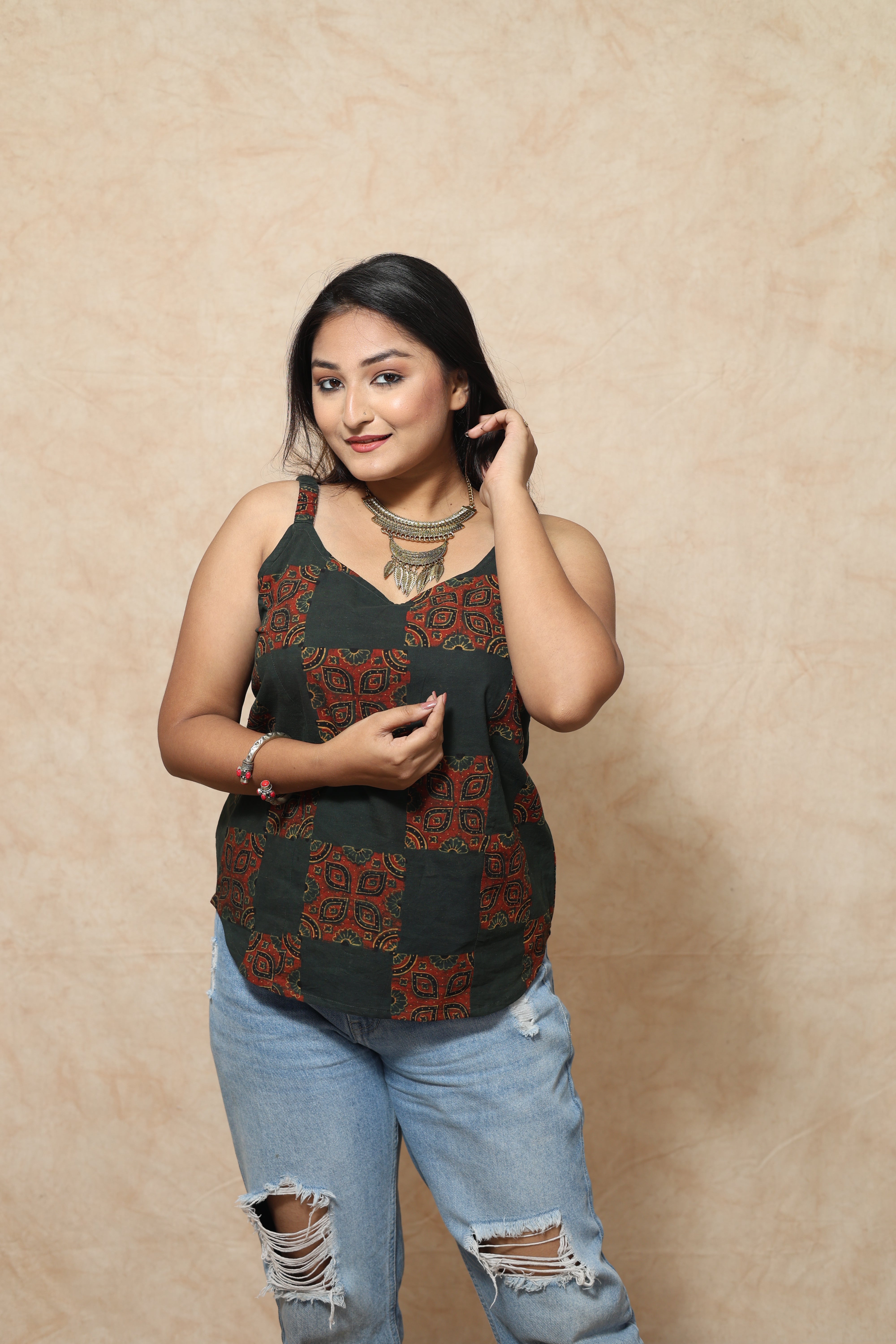 Vegetable Dye Ajrakh Style Cotton Top