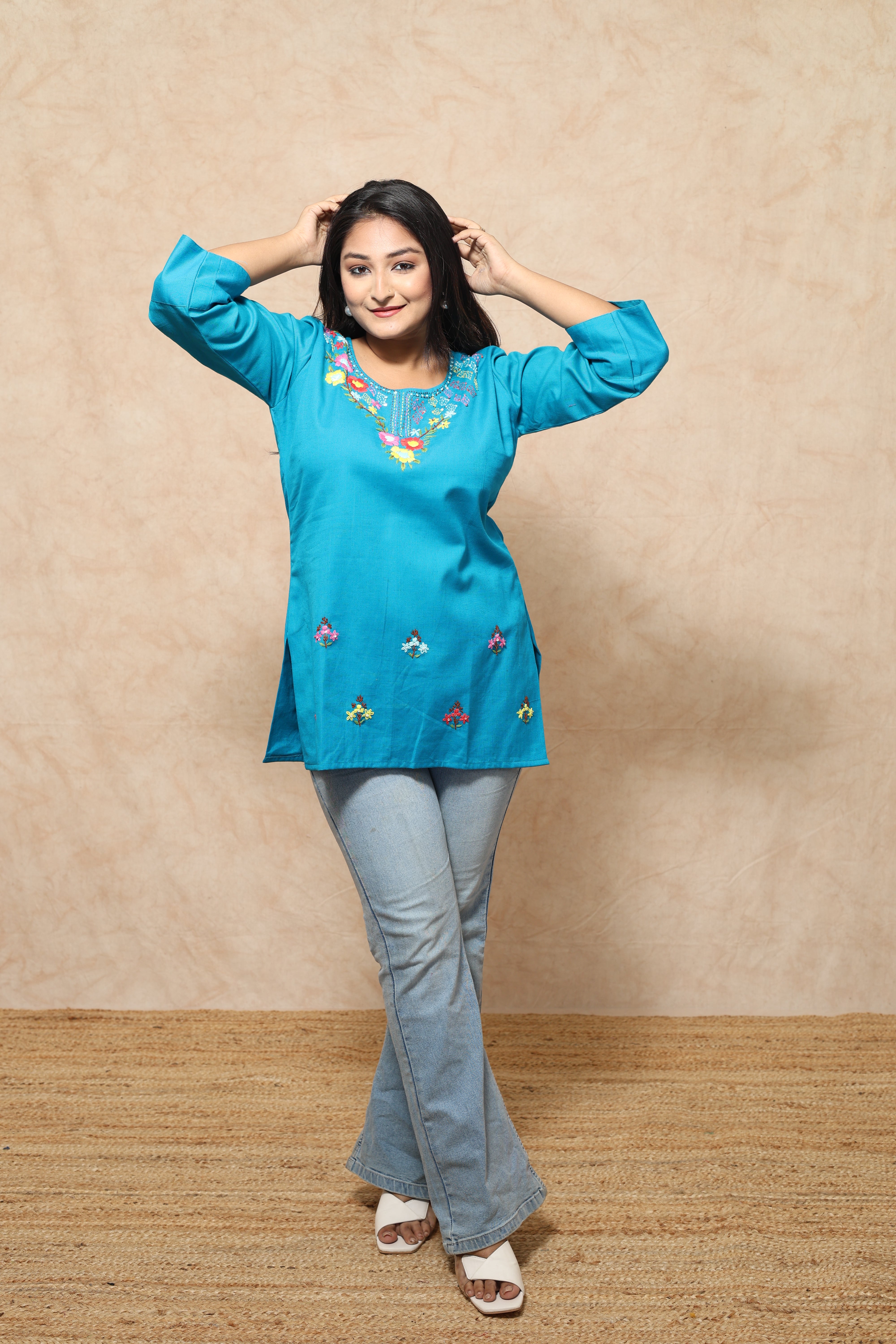 Hand Work Cotton Short Kurti