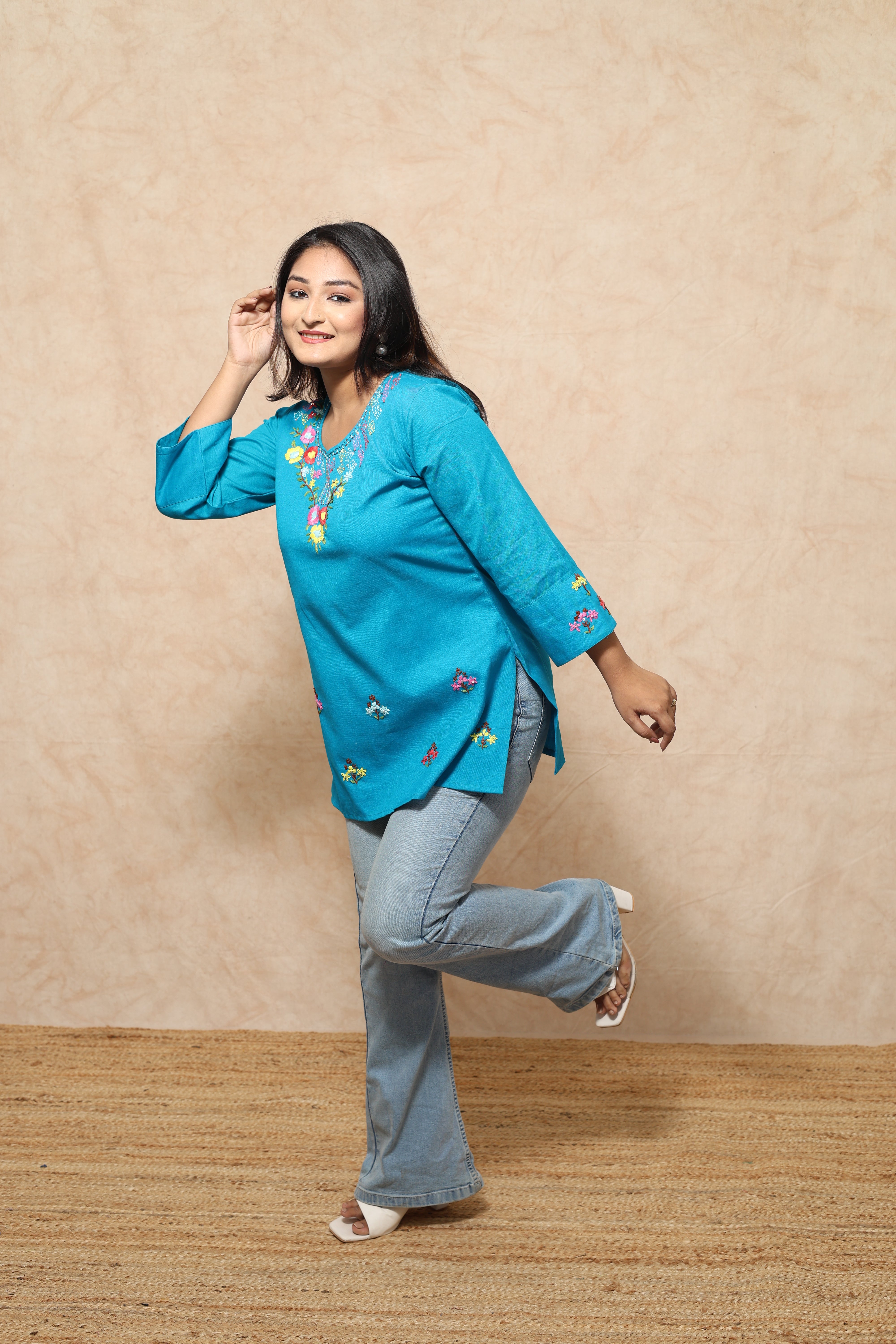 Hand Work Cotton Short Kurti