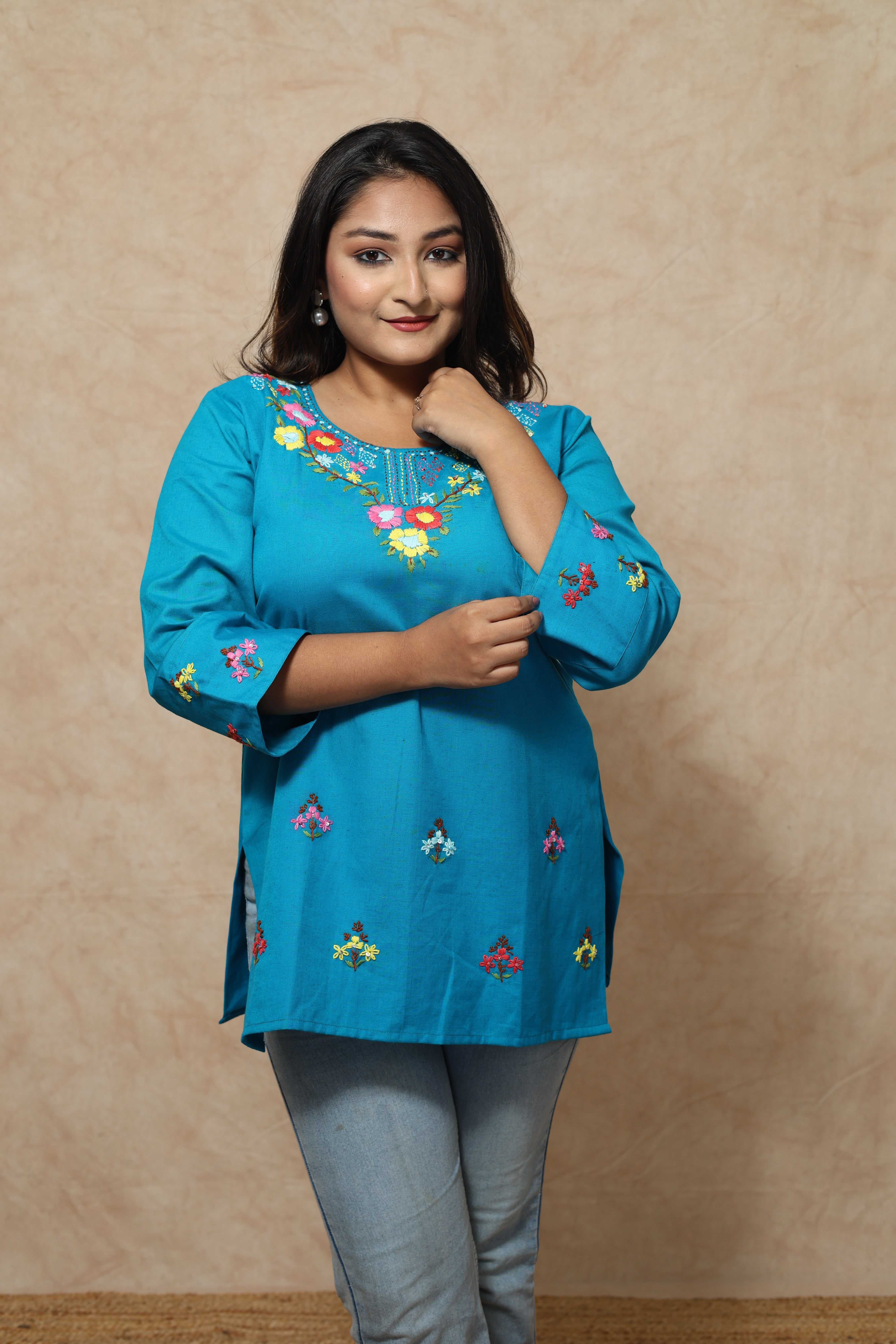 Hand Work Cotton Short Kurti