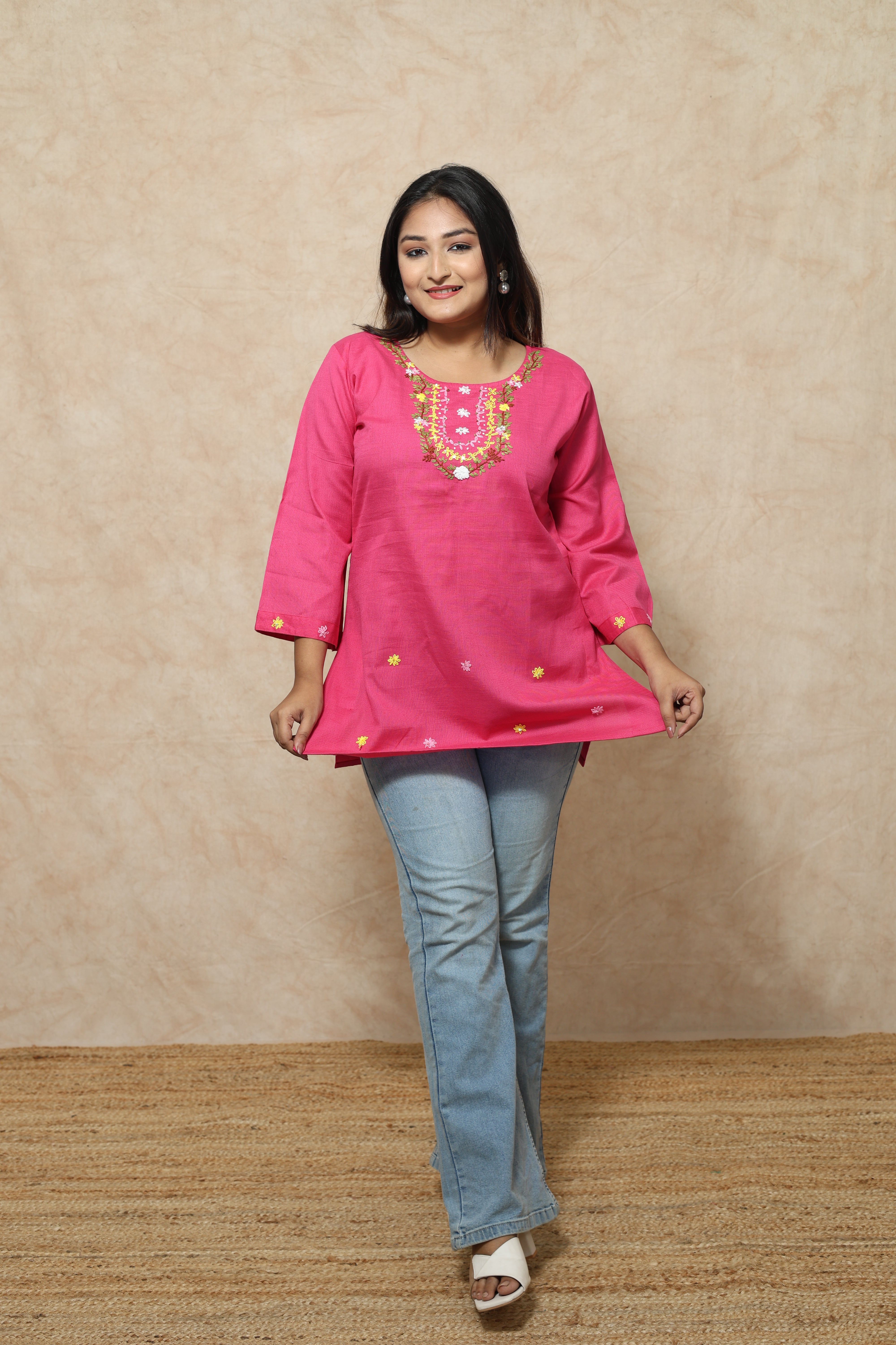 Hand Work Cotton Short Kurti