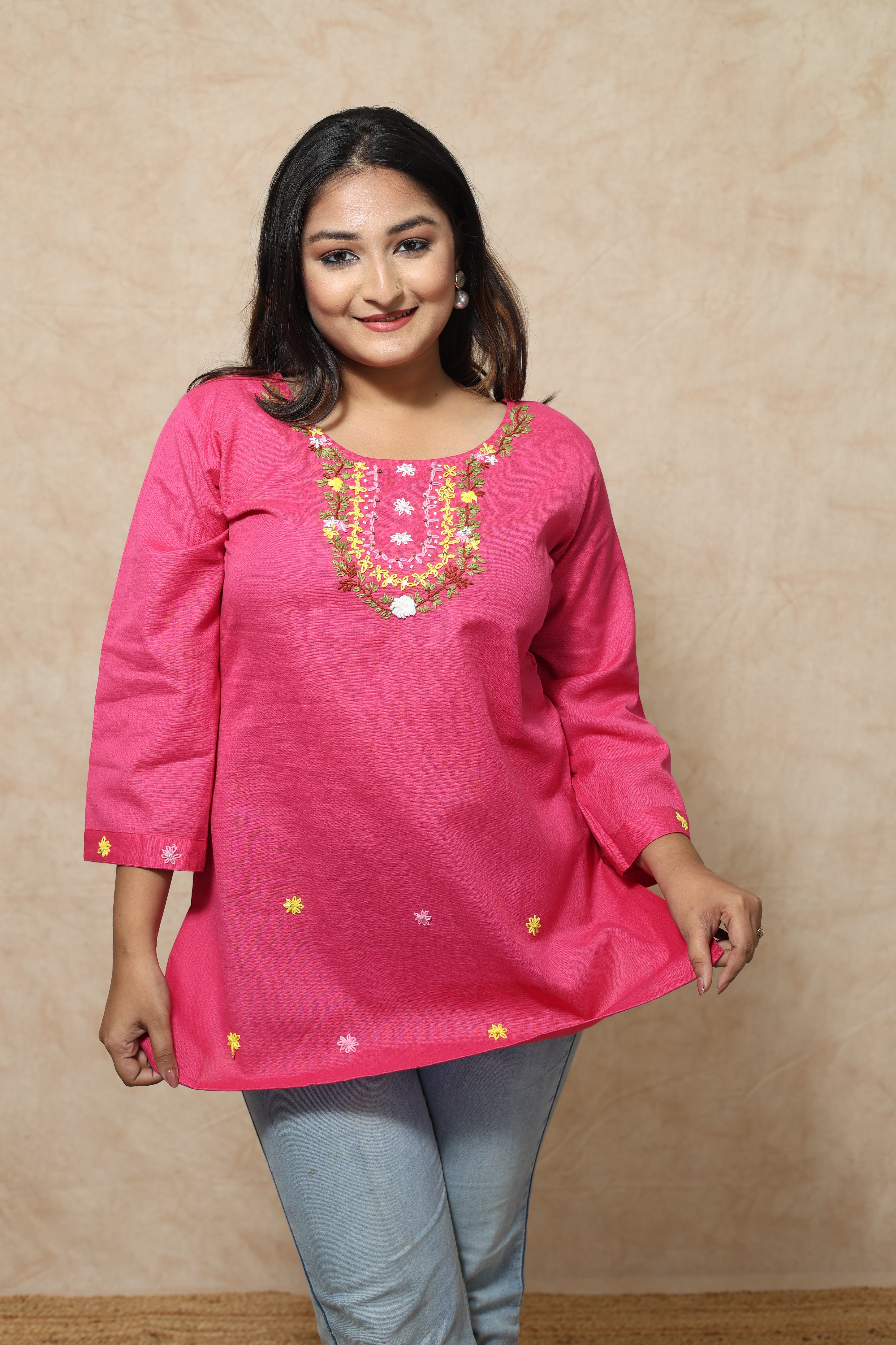 Hand Work Cotton Short Kurti