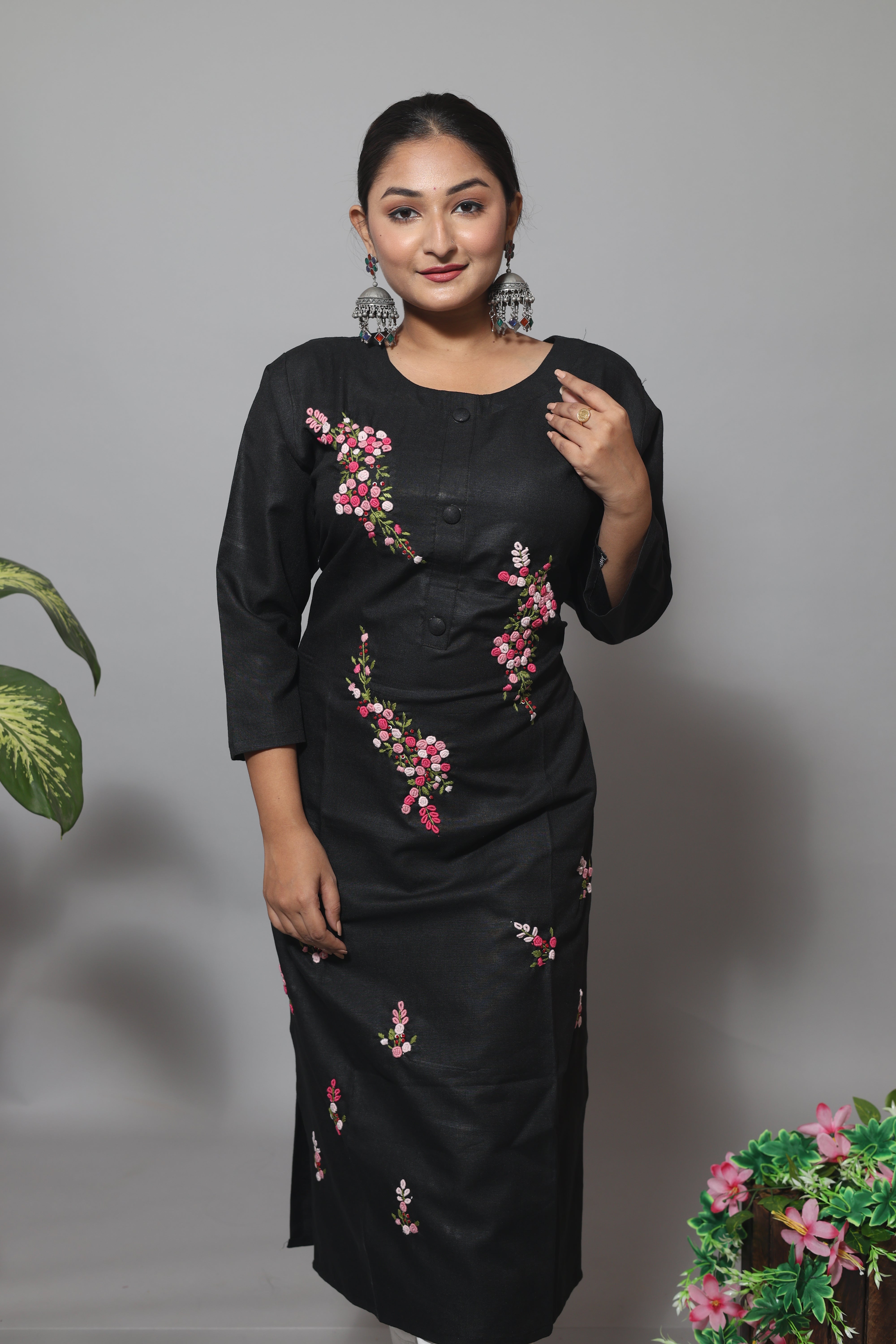 Black muslin kurta