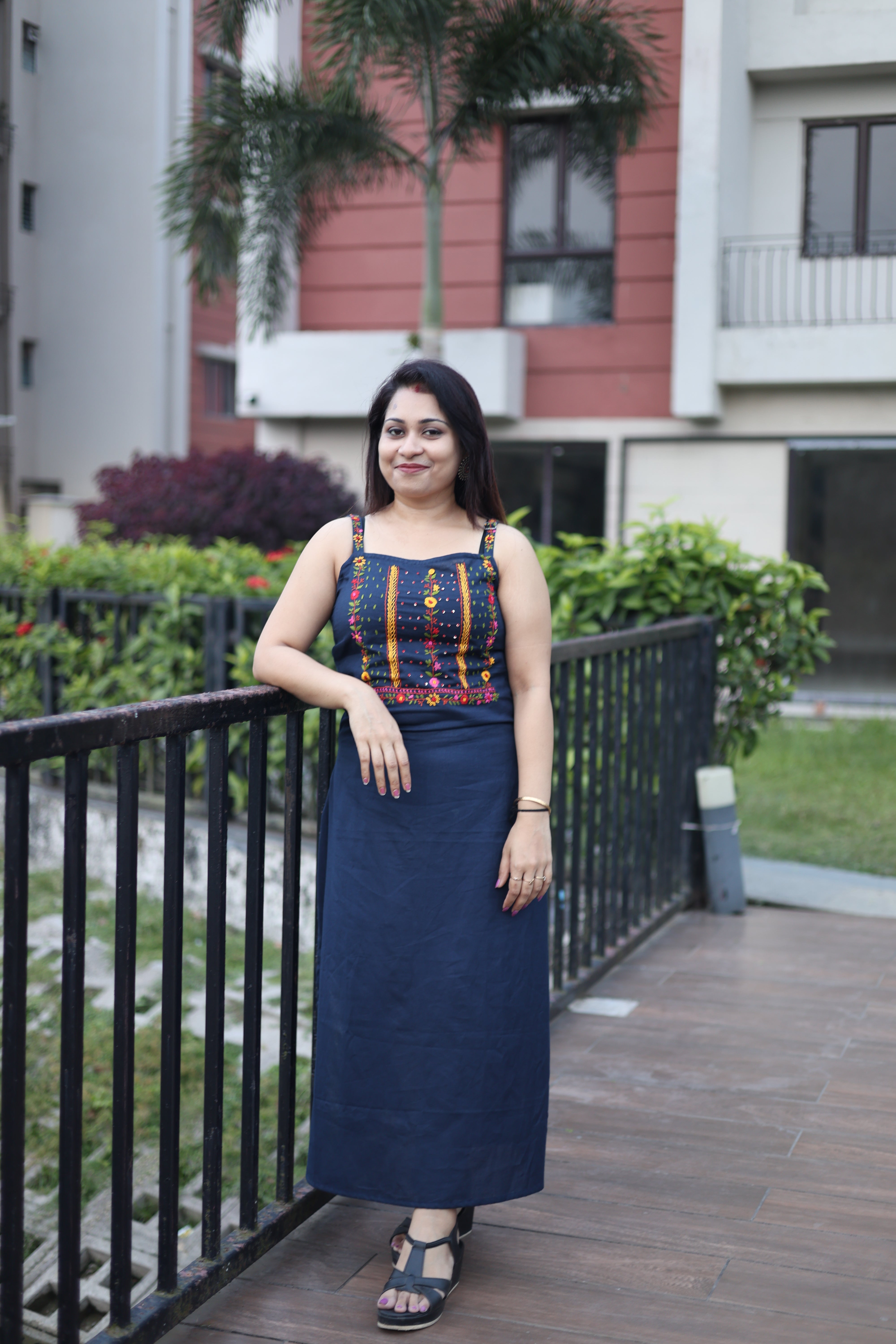 Hand Embroidery Midnight Blue Color Kurta