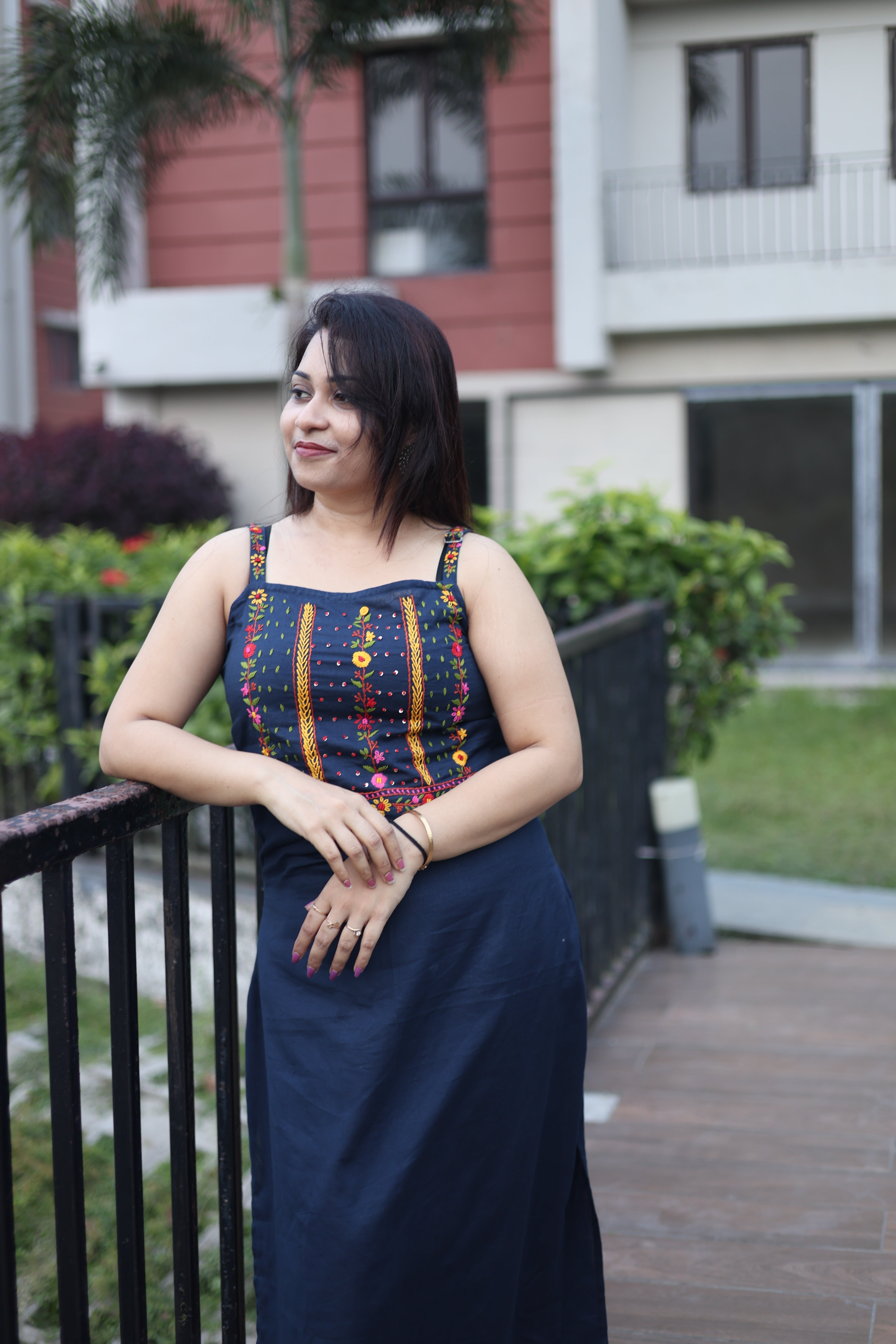 Hand Embroidery Midnight Blue Color Kurta