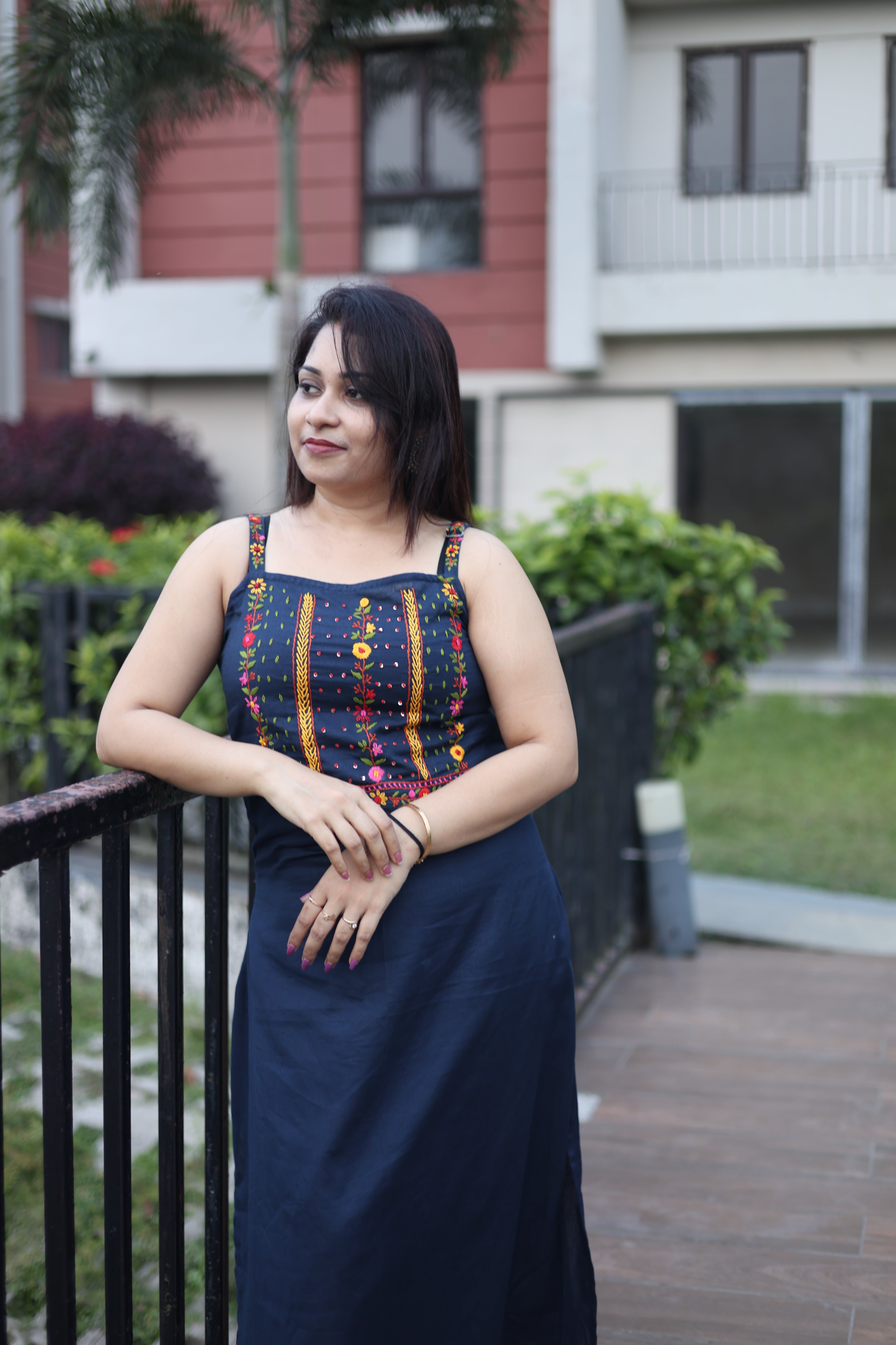 Hand Embroidery Midnight Blue Color Kurta