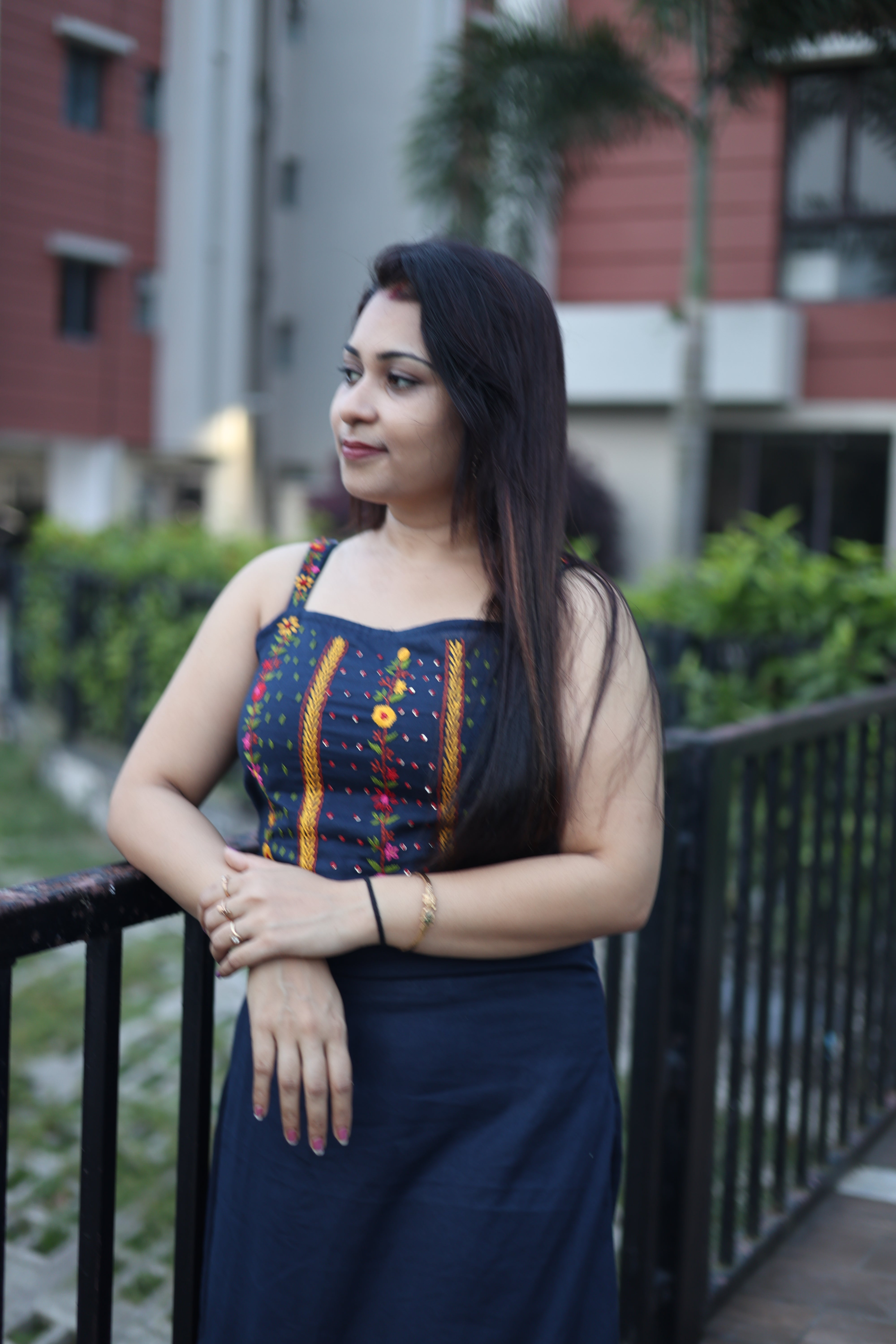 Hand Embroidery Midnight Blue Color Kurta