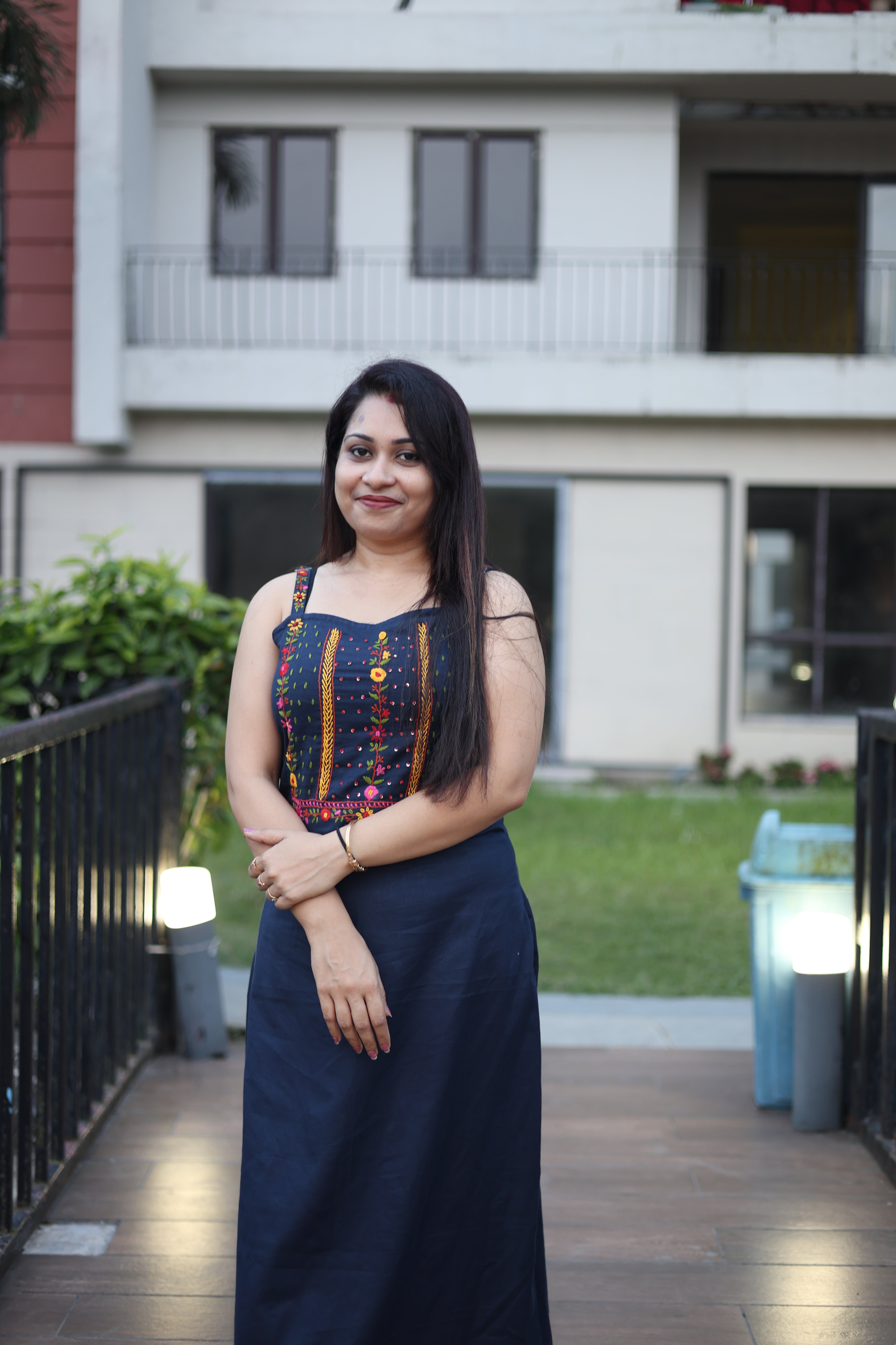 Hand Embroidery Midnight Blue Color Kurta