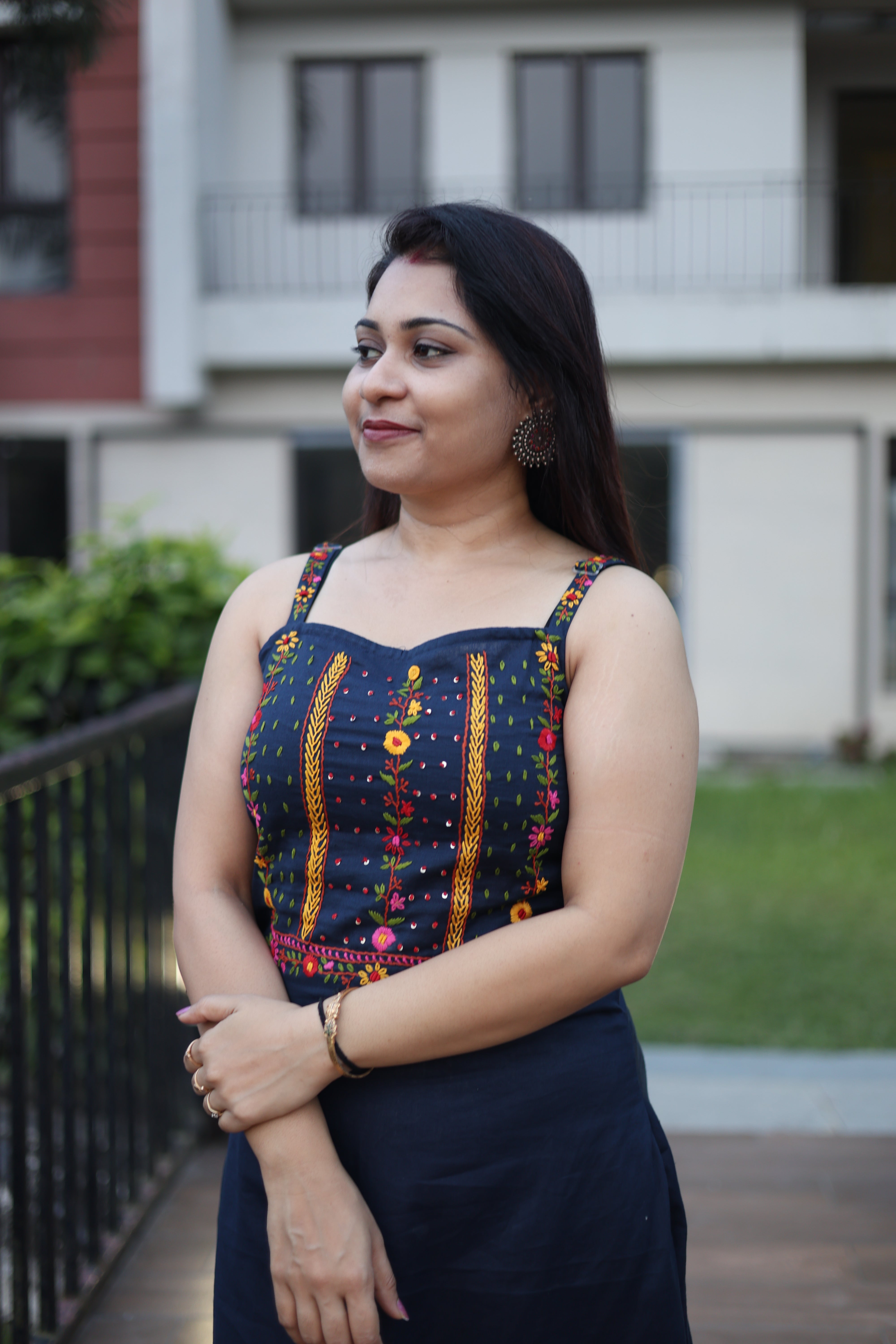 Hand Embroidery Midnight Blue Color Kurta